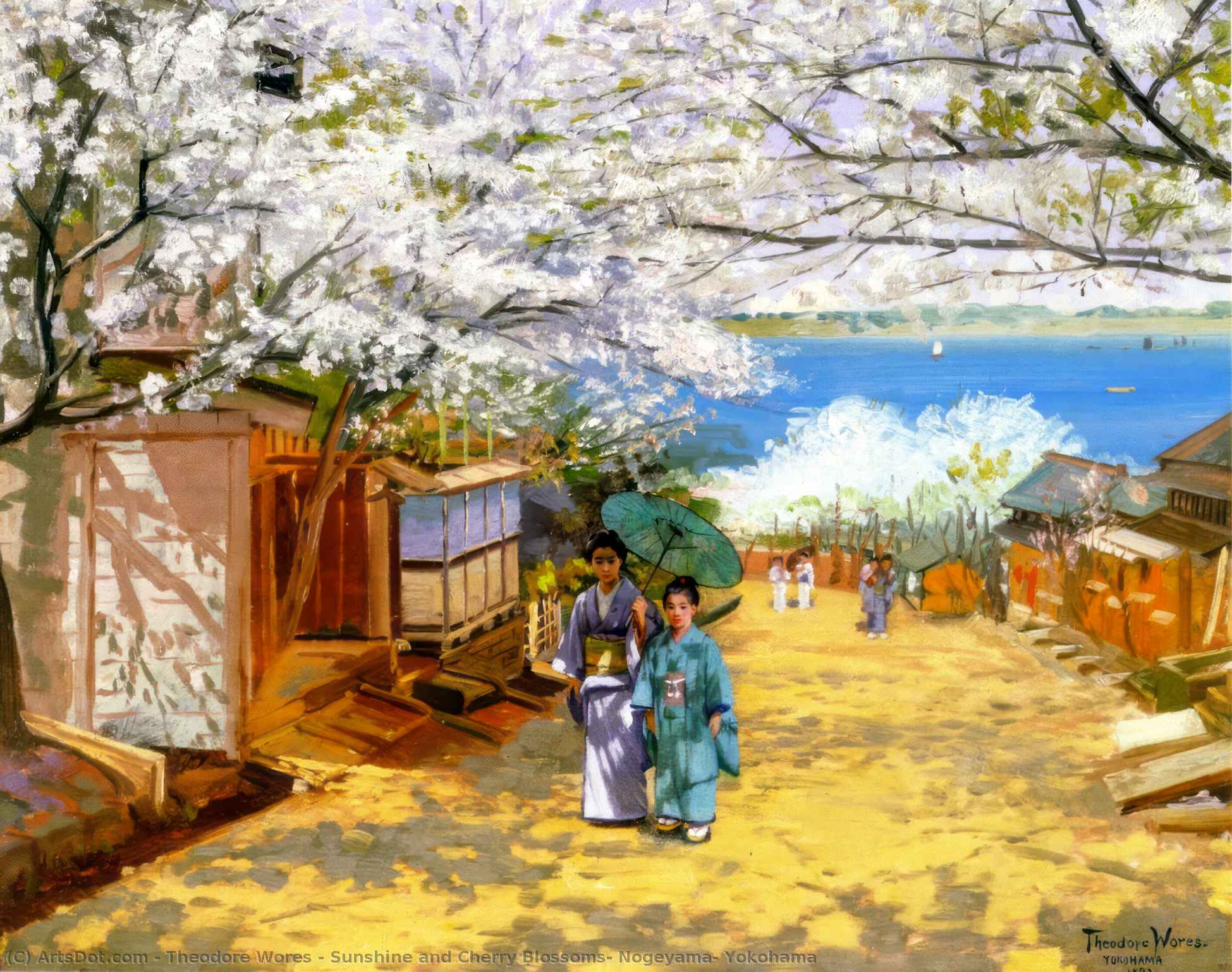 Sunshine And Cherry Blossoms, Nogeyama, Yokohama — Theodore Wores