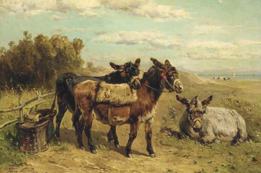 Donkeys Resting In A Coastal Landscape — Henry Schouten
