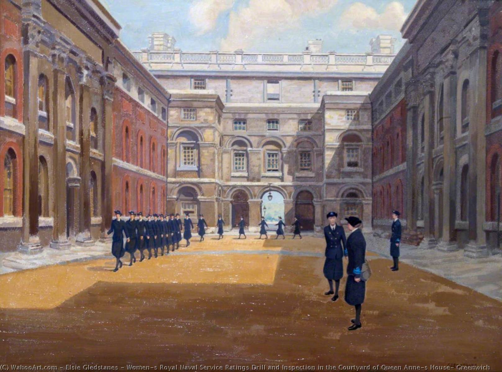Women's Royal Naval Service Ratings Drill And Inspection In The Courtyard Of Queen Anne's House, Greenwich — Elsie Gledstanes