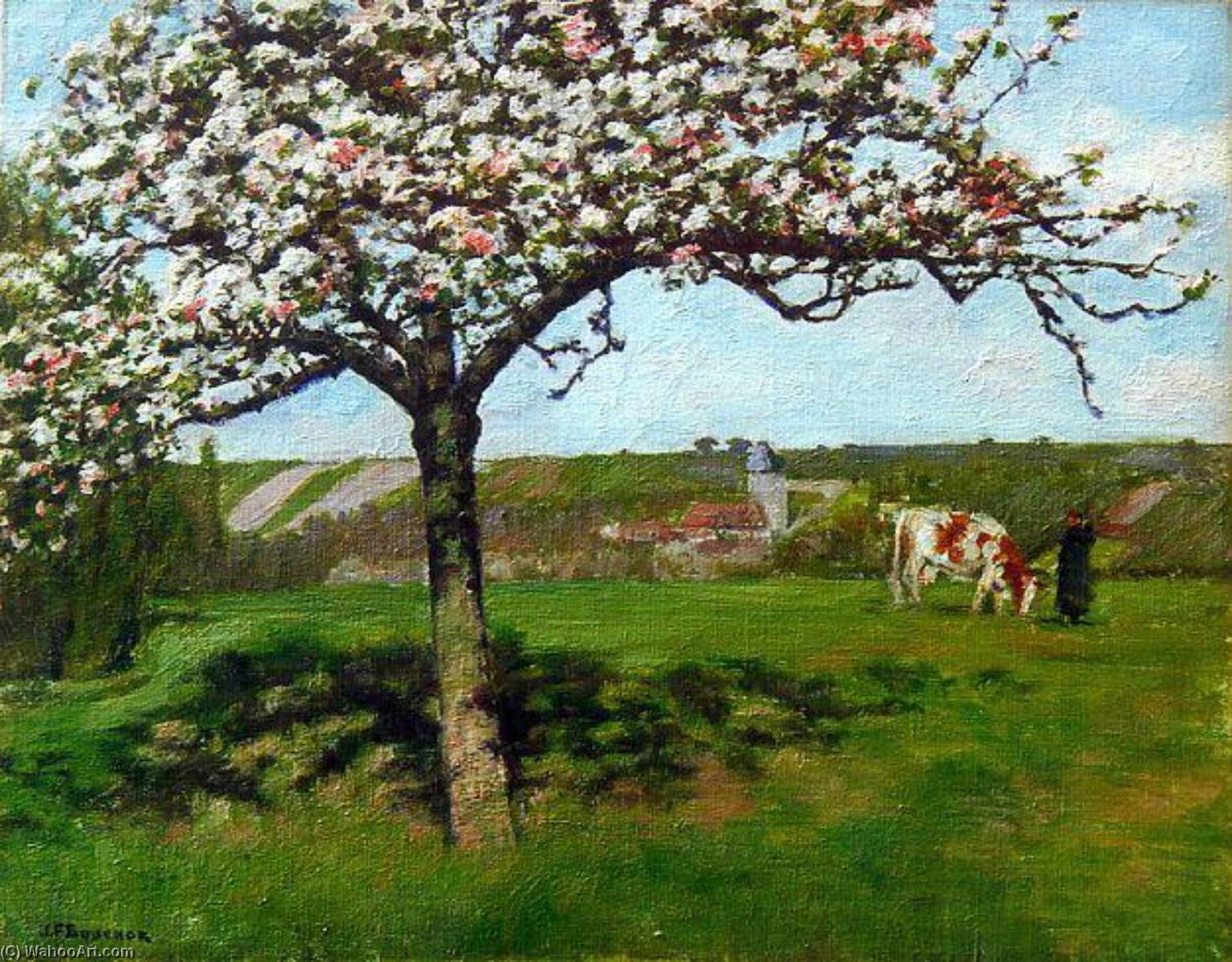 Pommier En Fleurs Dans La Plaine À Freneuse (titre Inscrit) — Joseph-félix Bouchor