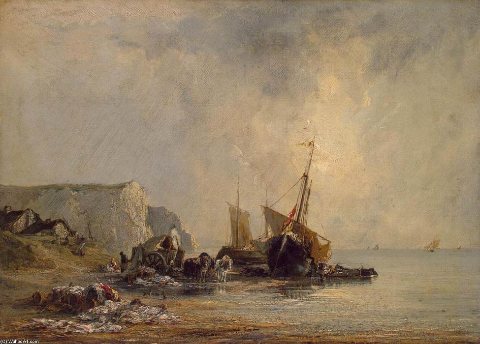 Boats Near The Shore Of Normandy — Ričard Parks Bonington