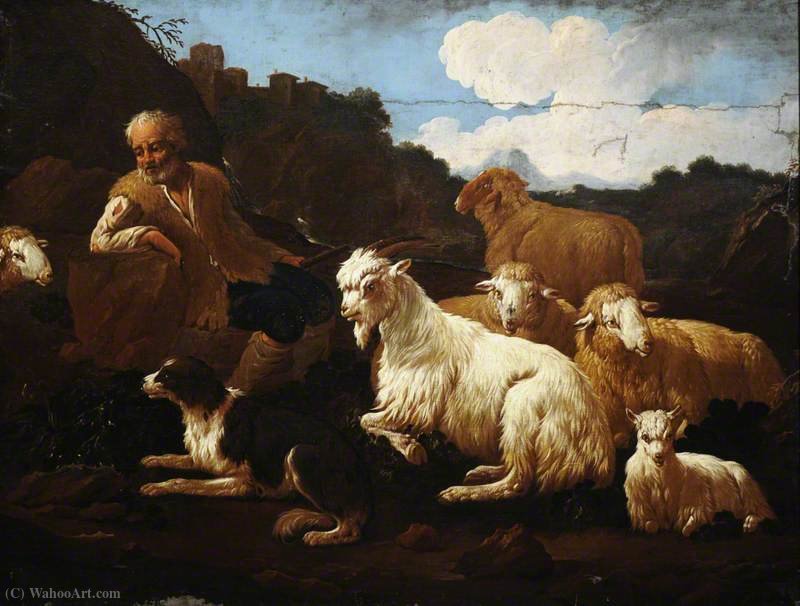 A Shepherd And His Flock In A Landscape — Philipp Peter Roos