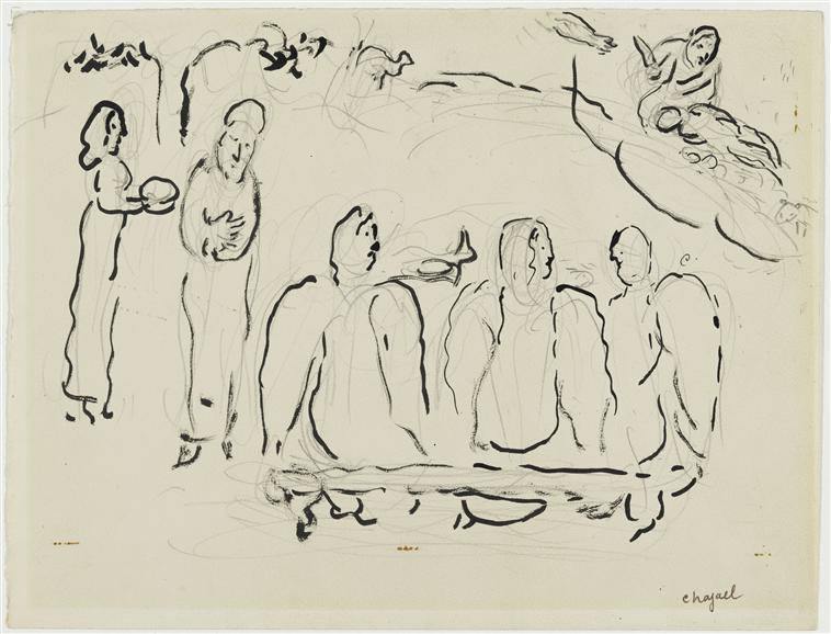 Abraham And Three Angels — Marc Chagall