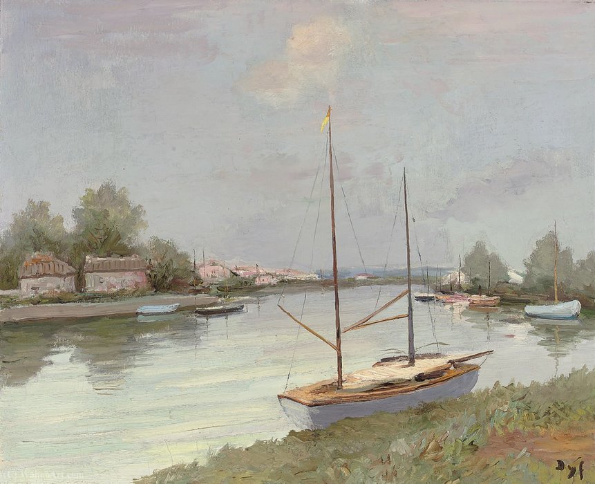 The Canal At Aygues-morte, (1972) — Marcel Dyf