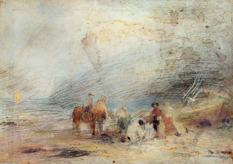 On The Beach Near Cullercoats, Northumberland — John Linnell