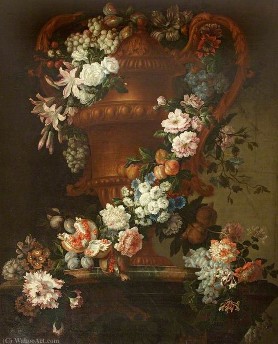 An Urn With A Garland Of Flowers — Jean Baptiste Monnoyer