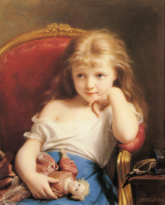 Young Girl Holding A Doll — Fritz Zuber Buhler