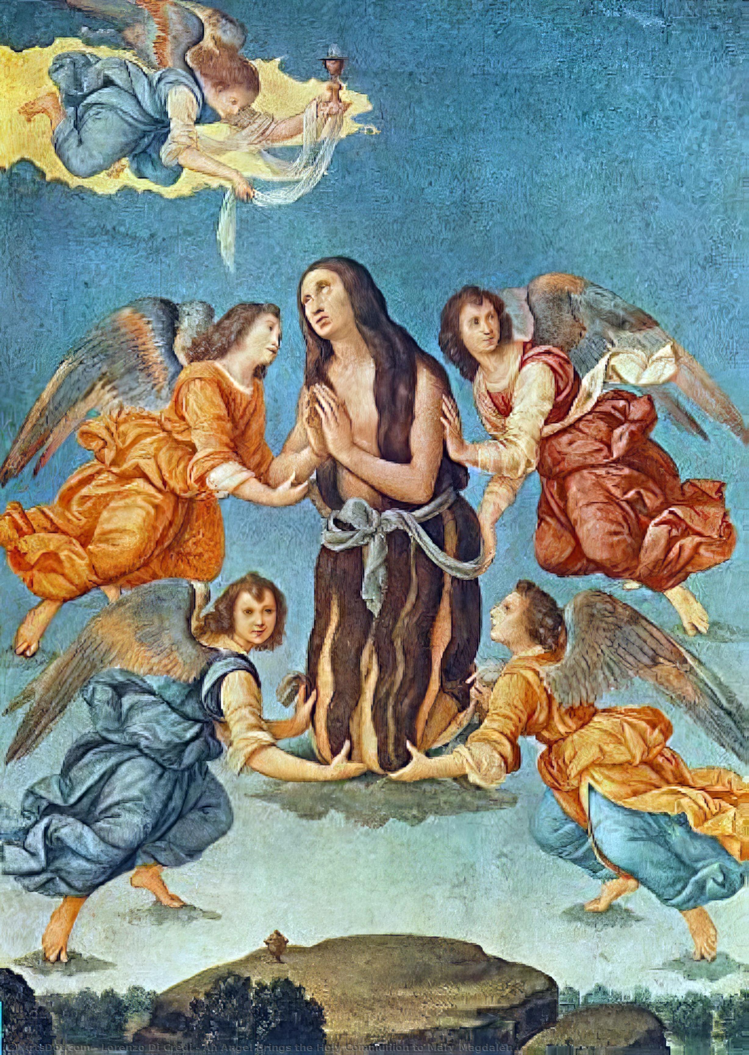 An Angel Brings The Holy Communion To Mary Magdalen — Lorenzo Di Credi