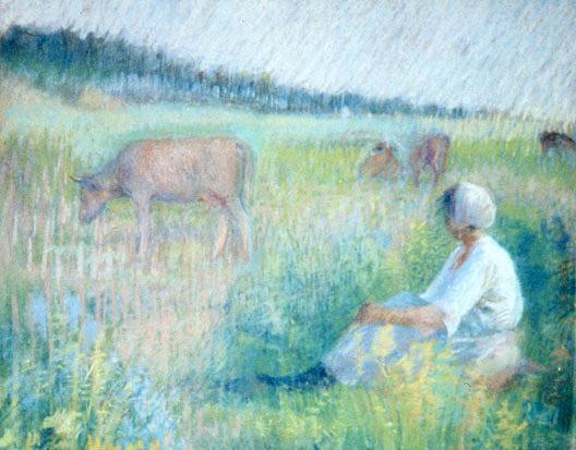 (woman Sitting In A Field), (painting) — Katherine Beatrice Mcnaughton Mowry