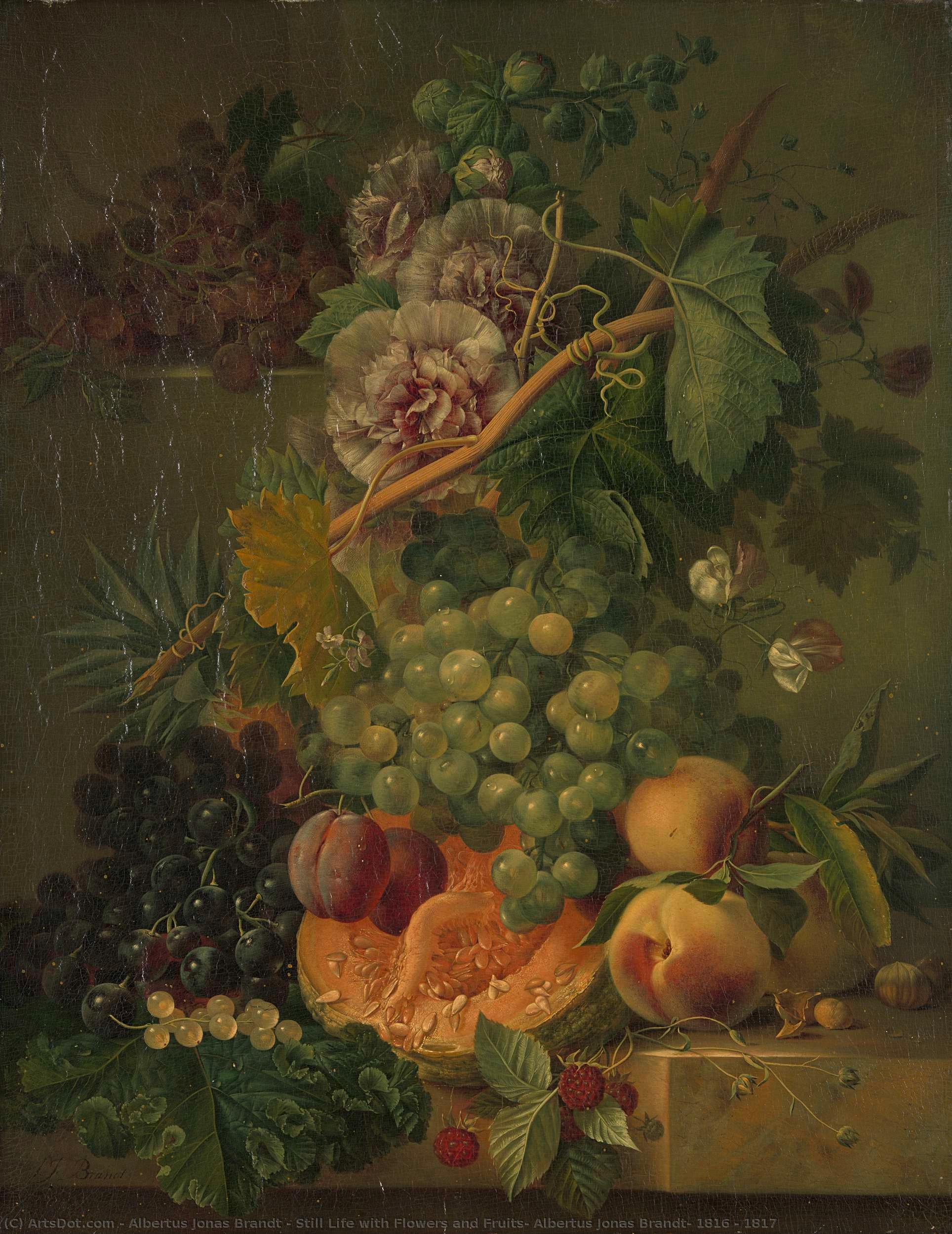 Still Life With Flowers And Fruits, Albertus Jonas Brandt, 1816 - 1817 — Albertus Jonas Brandt