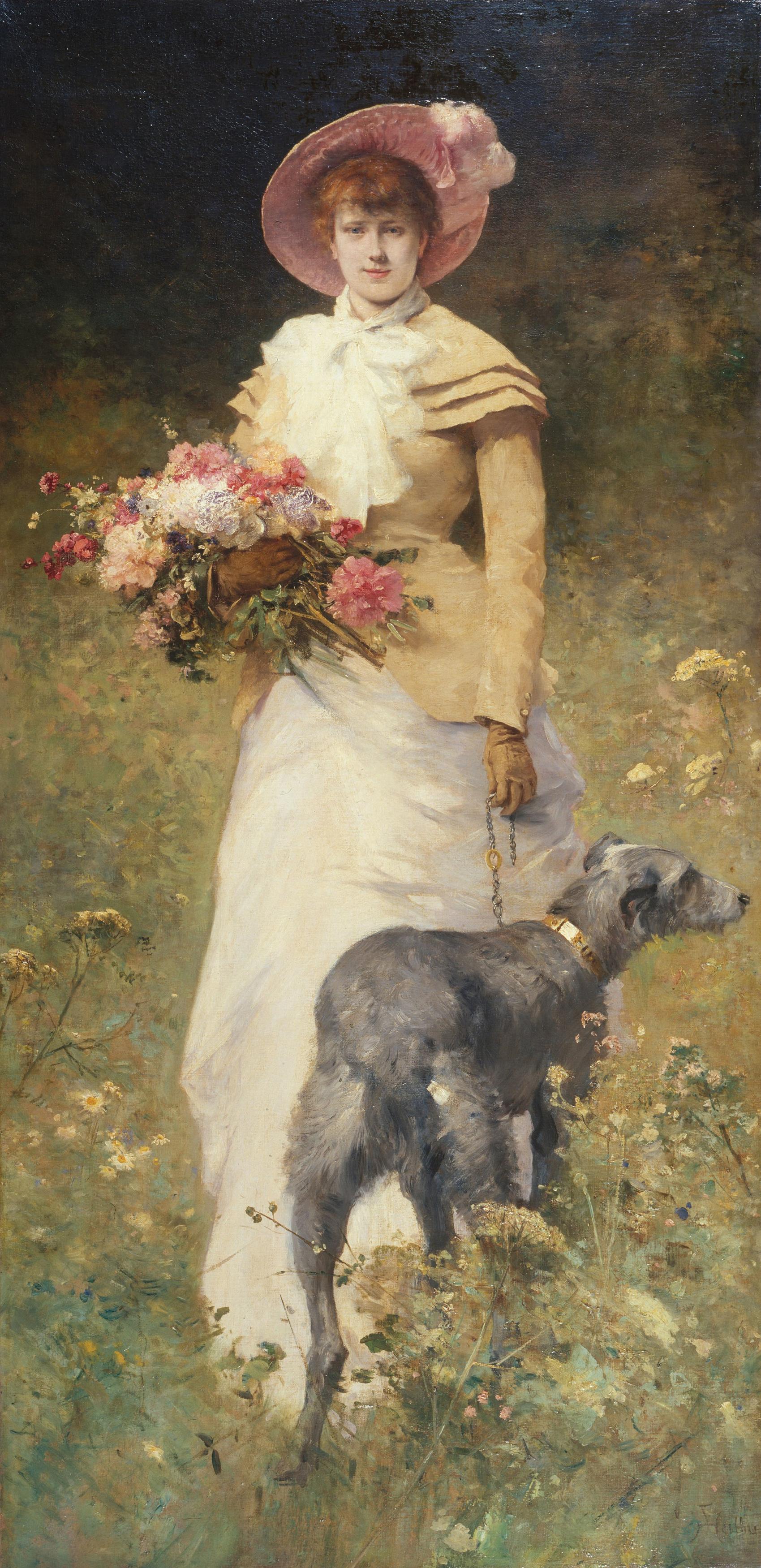 Woman With Dog — Ferdinand Heilbuth