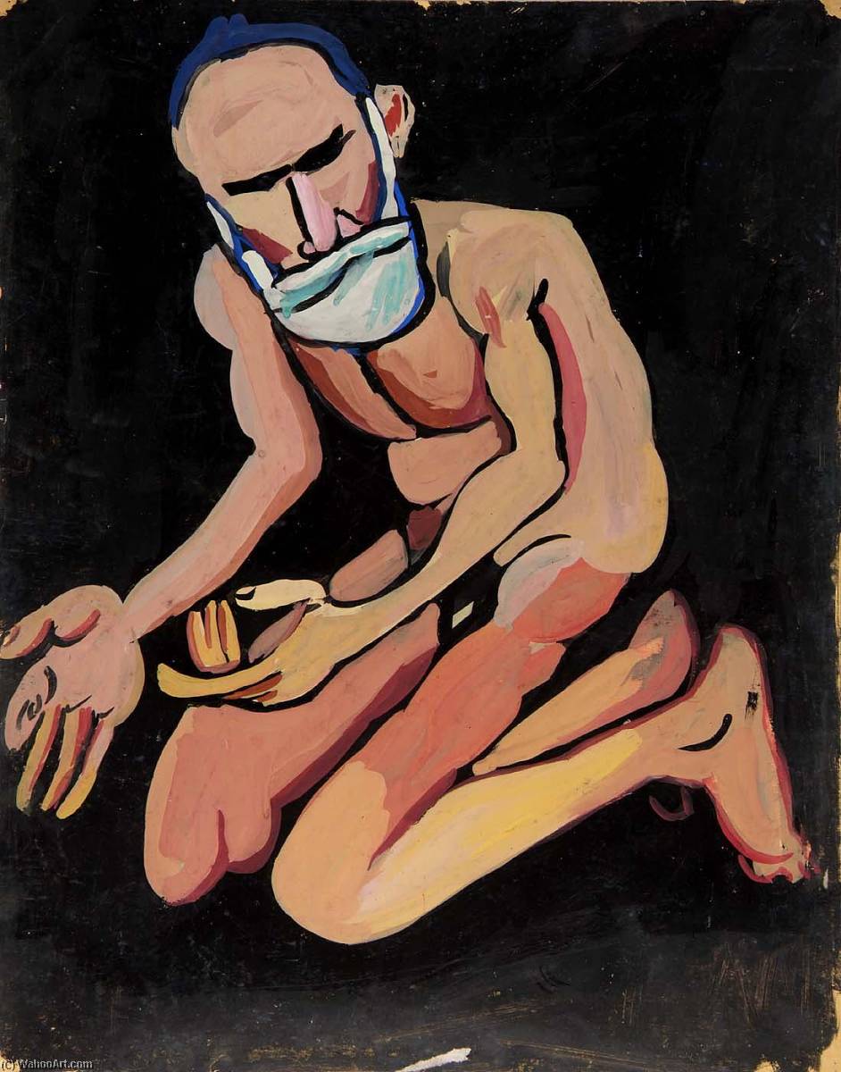 Bearded Kneeling Male Nude — William H. Johnson