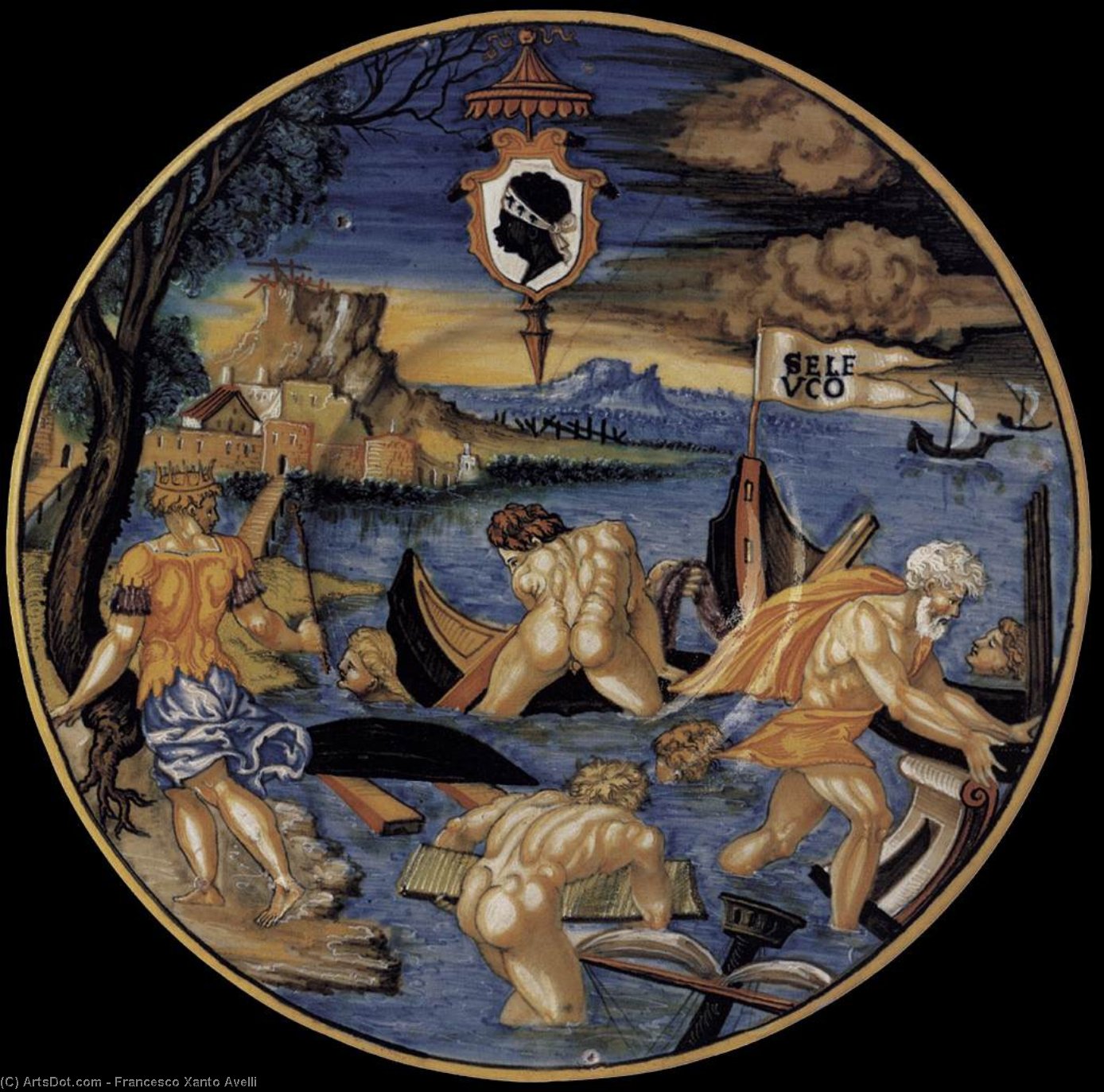 Plate With The Sinking Of The Fleet Of Seleucus — Frančesko Xanto Aveli