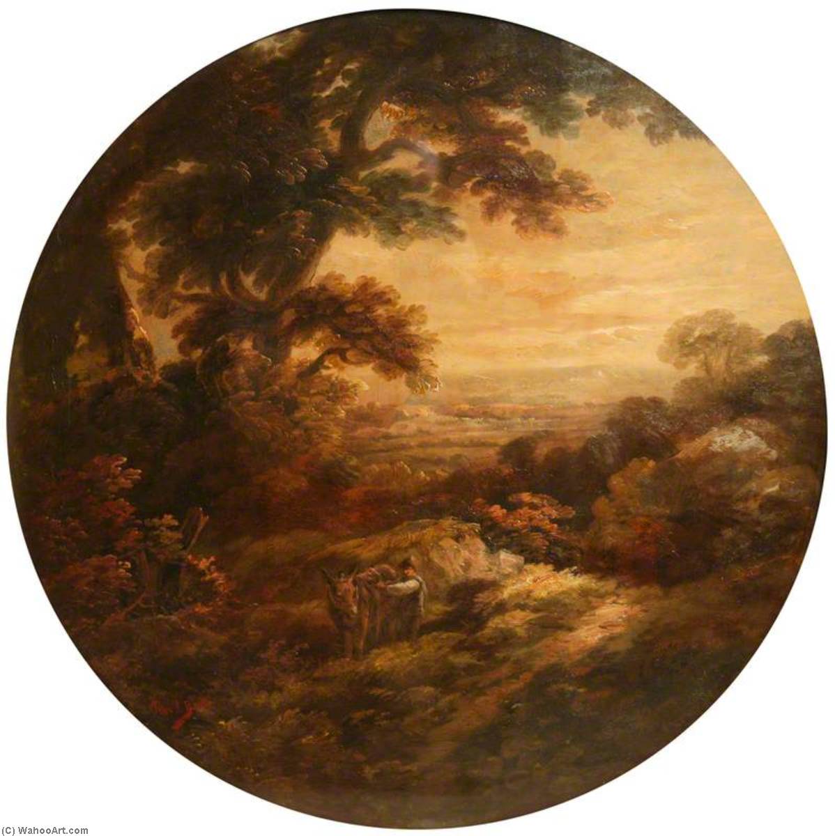 Landscape With Man And Donkey — John Joseph Barker