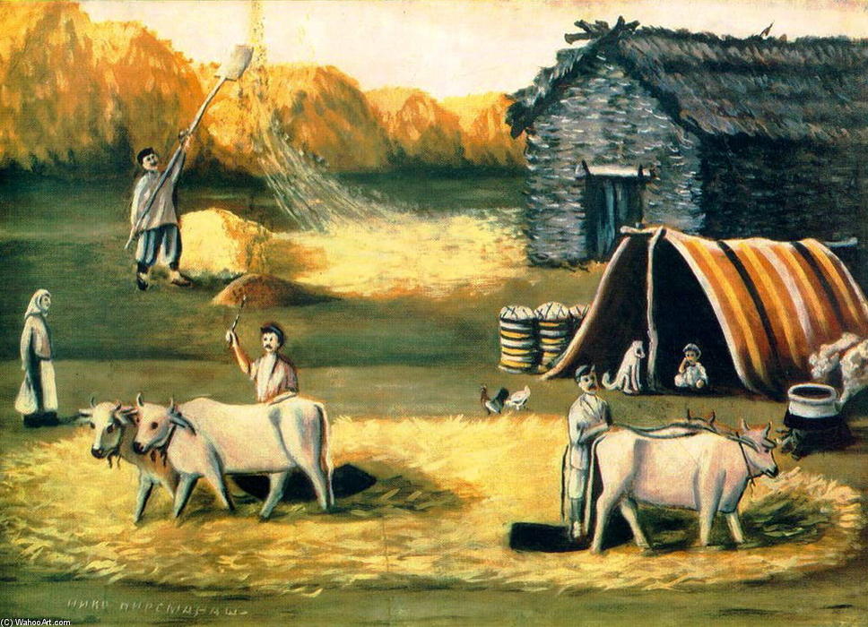 Threshing Yard. Evening. — Нико Пиросмани