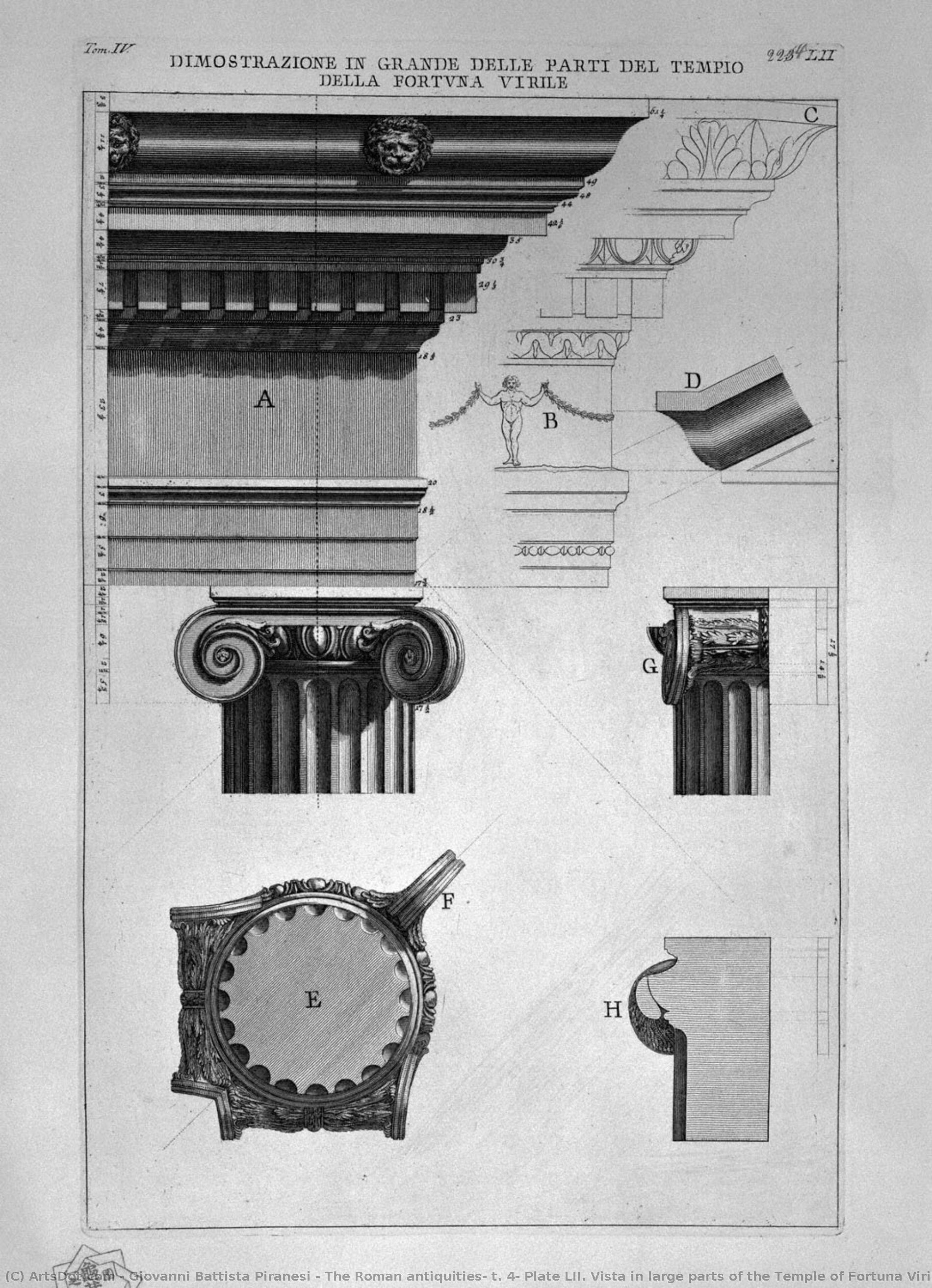 The Roman Antiquities, T. 4, Plate Lii. Vista In Large Parts Of The Temple Of Fortuna Virile. — Giovanni Battista Piranesi