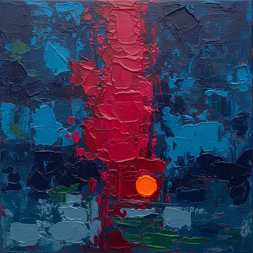 Monolithic Ember Amidst The Nocturnal Pulse Of Crimson And Indigo Shadows — Christian Noiret