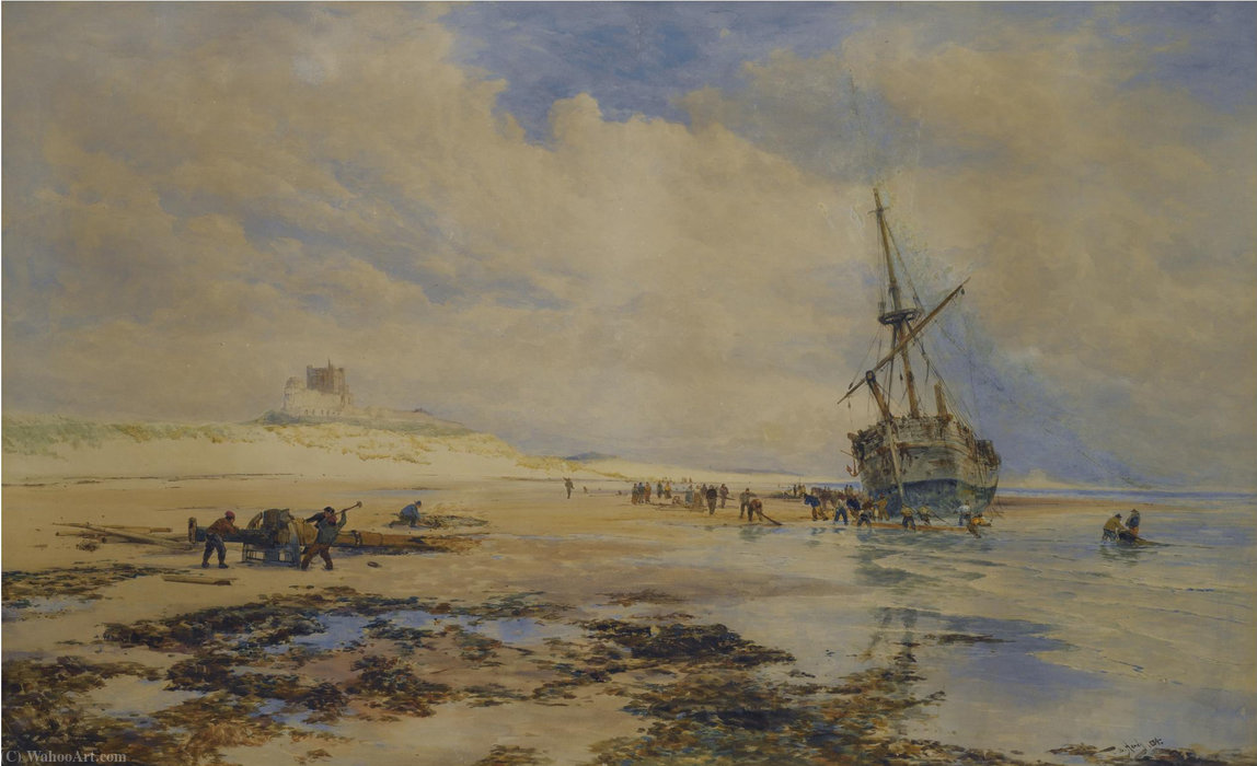 Sailors Salvaging A Wreck Below Banborough Castle — Thomas Bush Hardy
