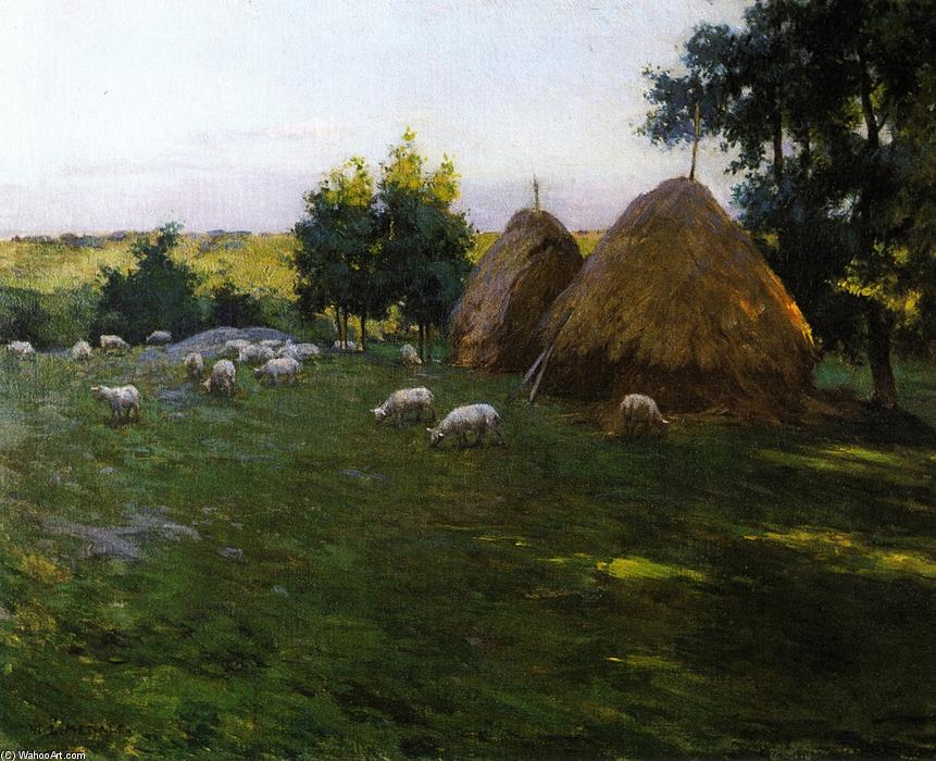 Haystacks At Sunset — Willard Leroy Metcalf