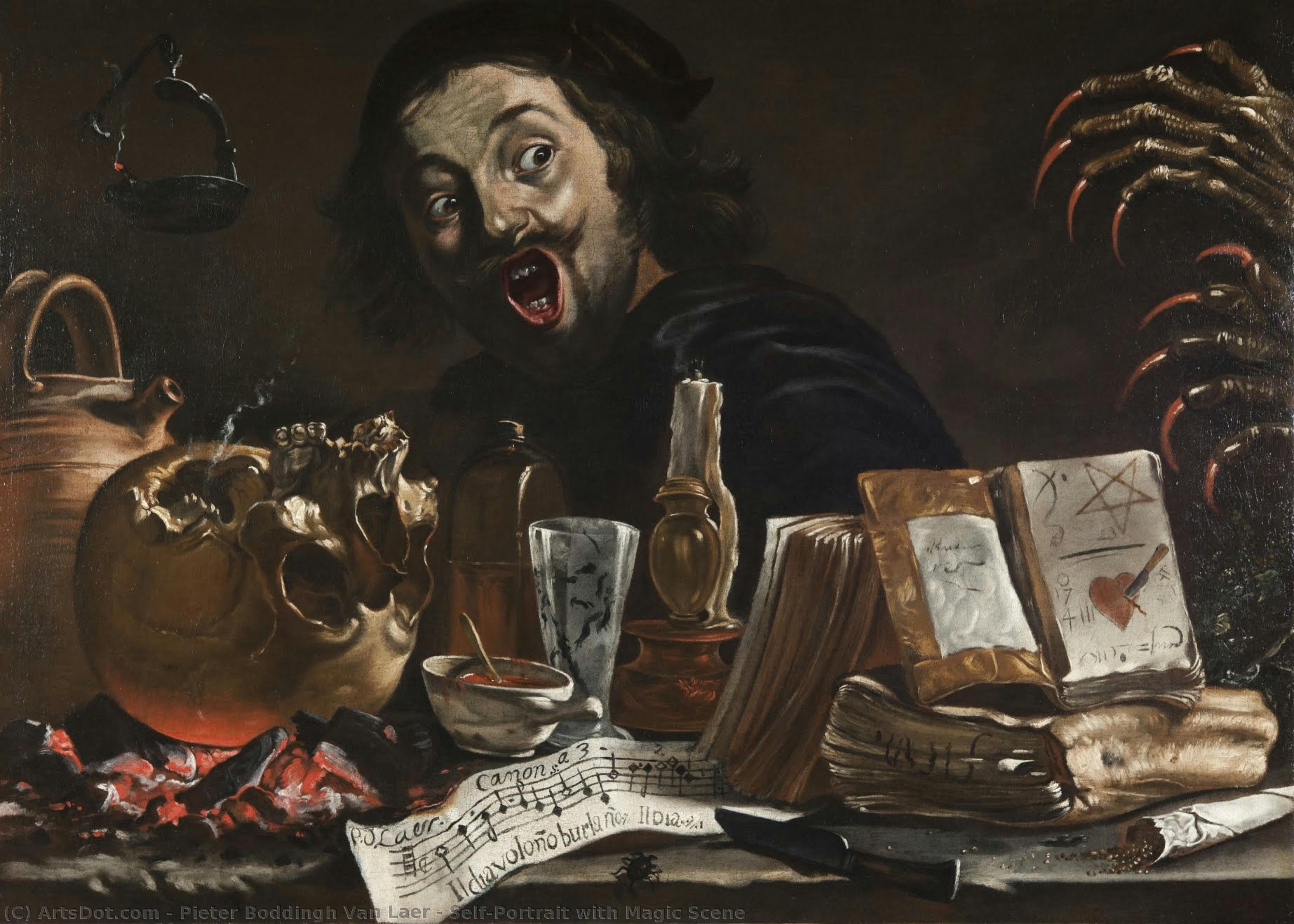 Self-portrait With Magic Scene — Pieter Boddingh Van Laer
