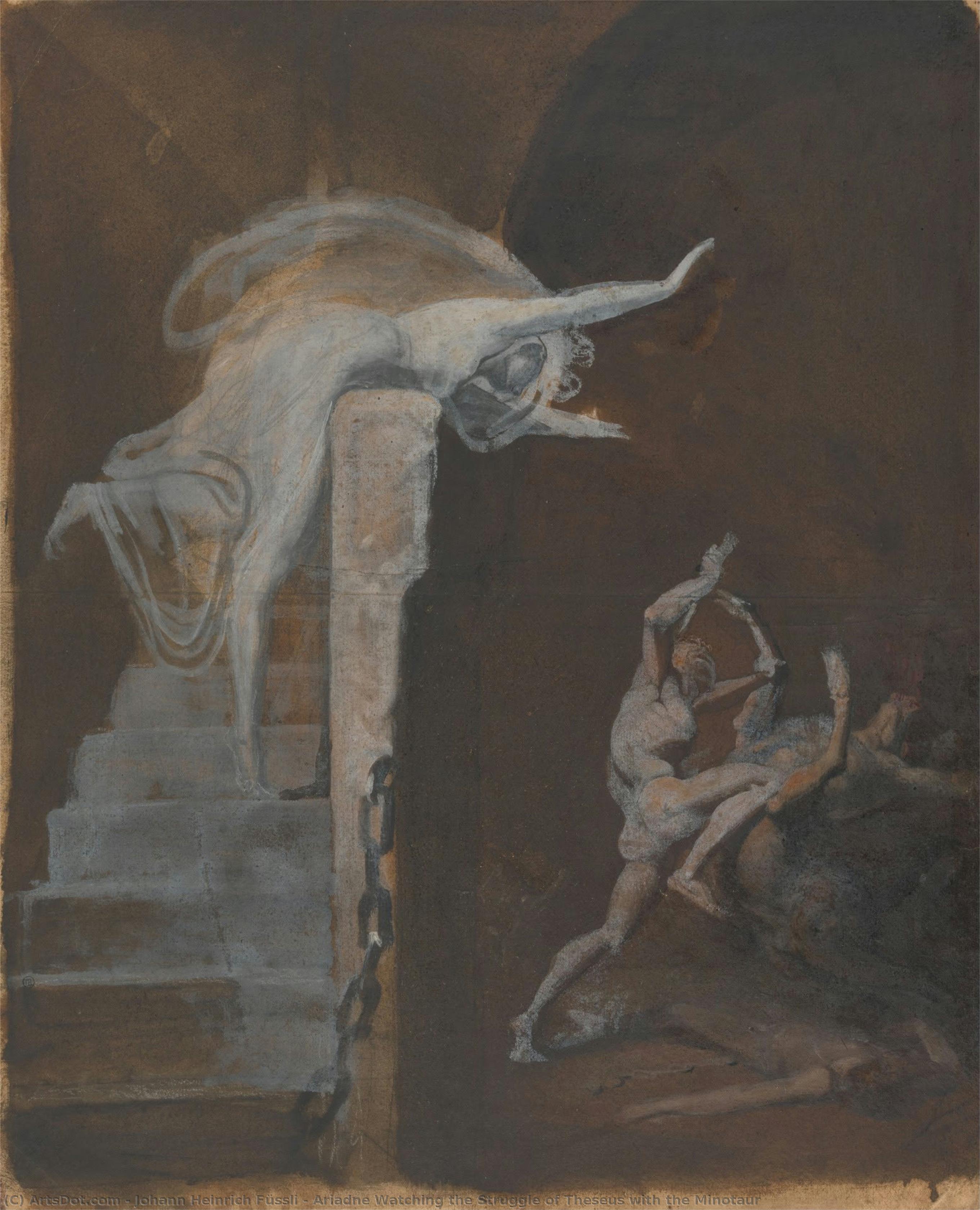 Ariadne Watching The Struggle Of Theseus With The Minotaur — Johann Heinrich Füssli
