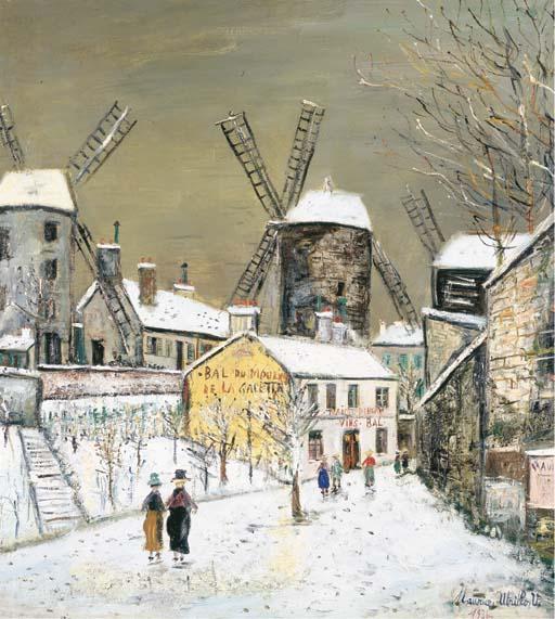 The Three Mills Of Montmartre In The Snow — Maurice Utrillo