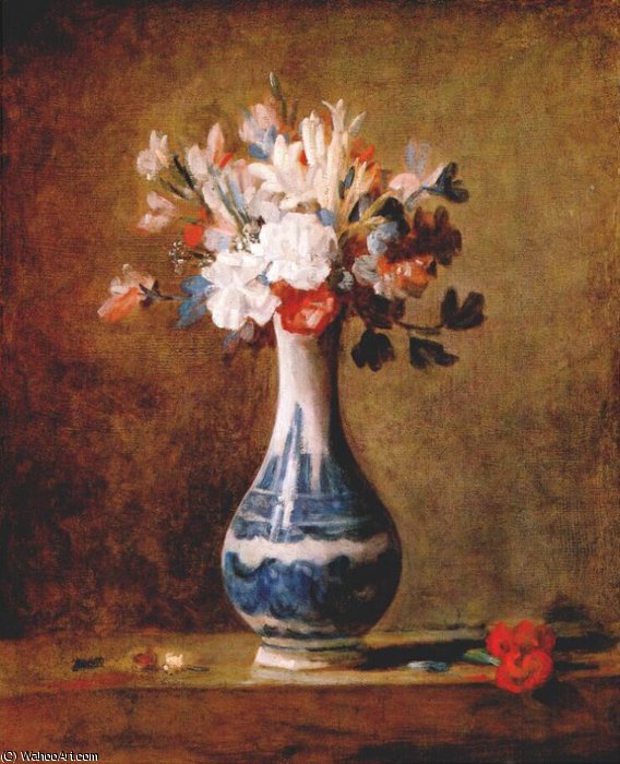 Flowers In Blue And White Vase — Jean-baptiste-siméon Chardin