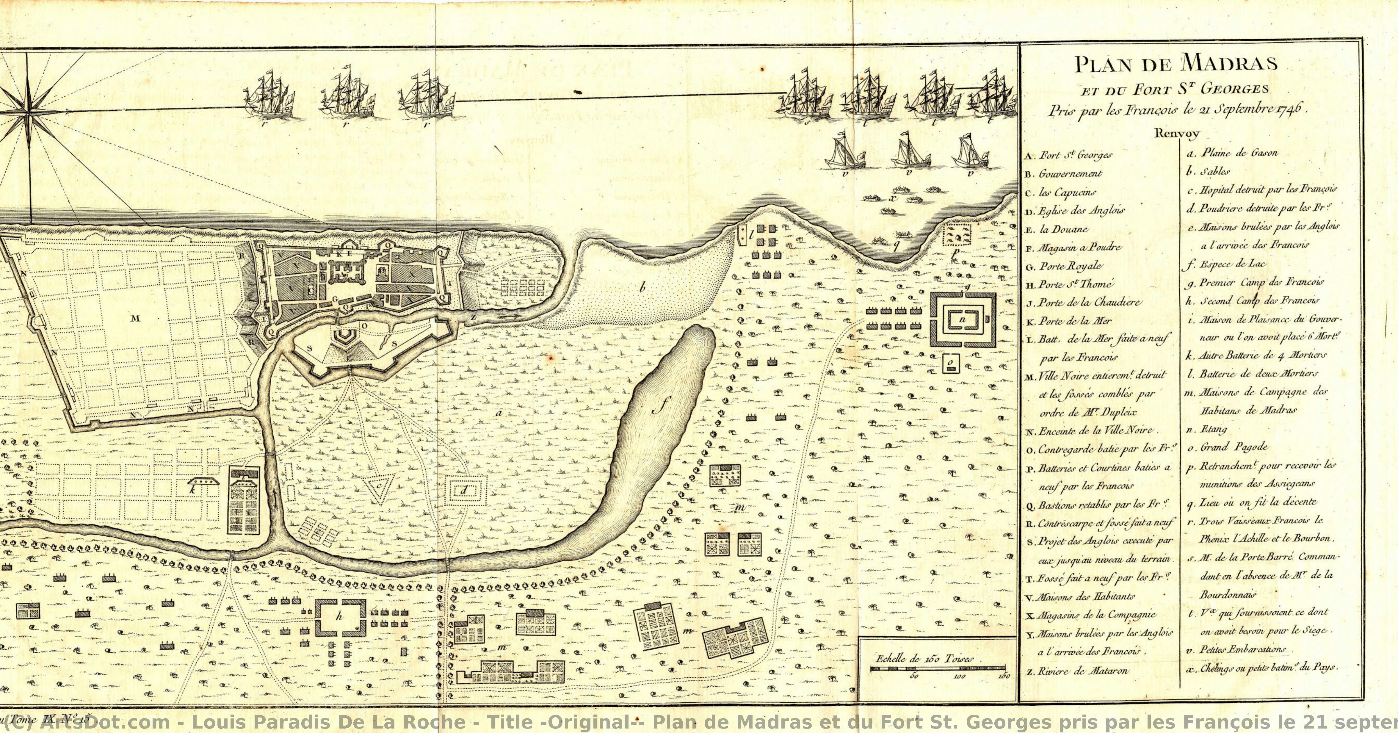 Title (original): Plan De Madras Et Du Fort St. Georges Pris Par Les François Le 21 Septembre 1746 — Louis Paradis De La Roche