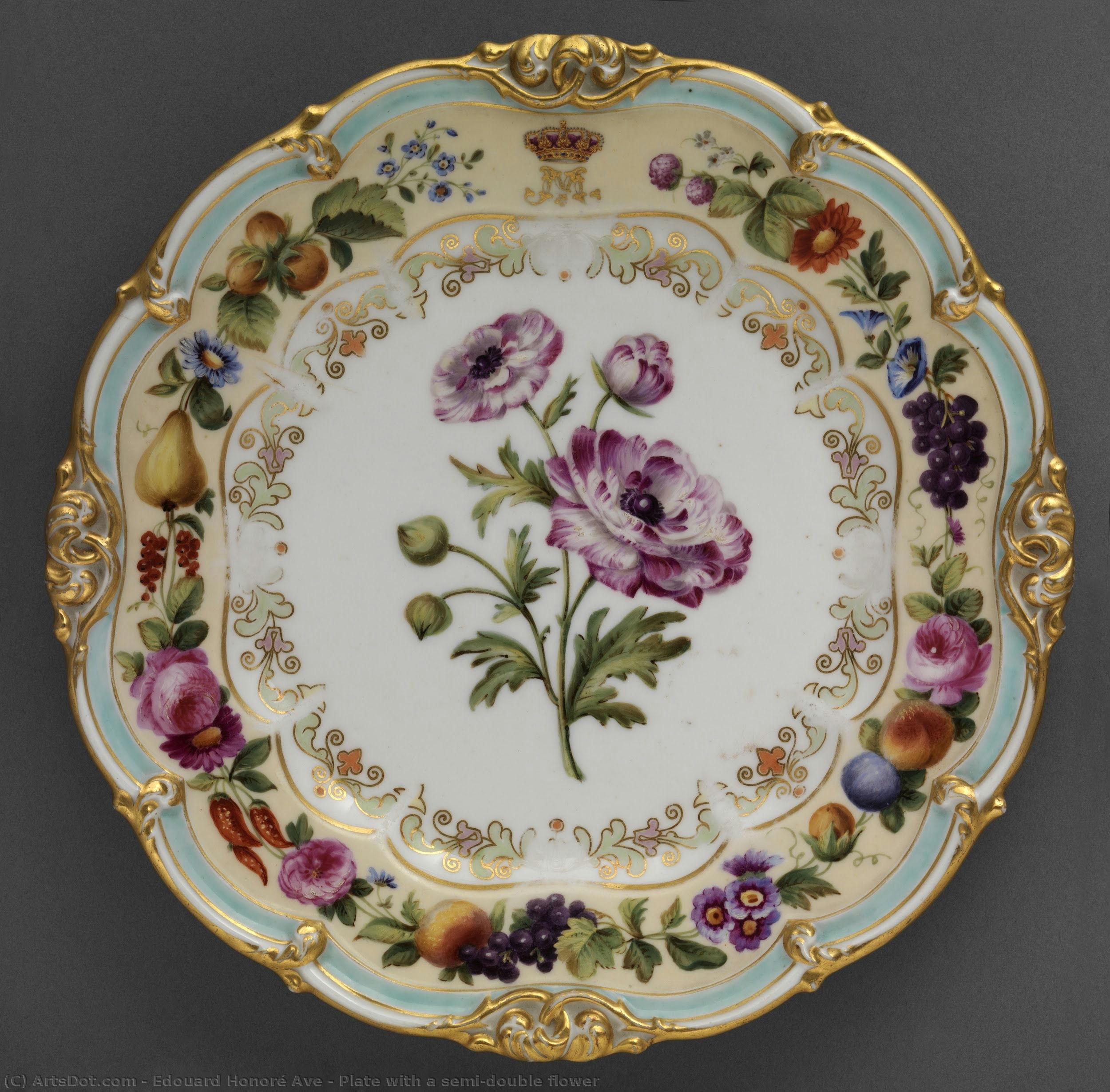 Plate With A Semi-double Flower — Eduar Honore Av