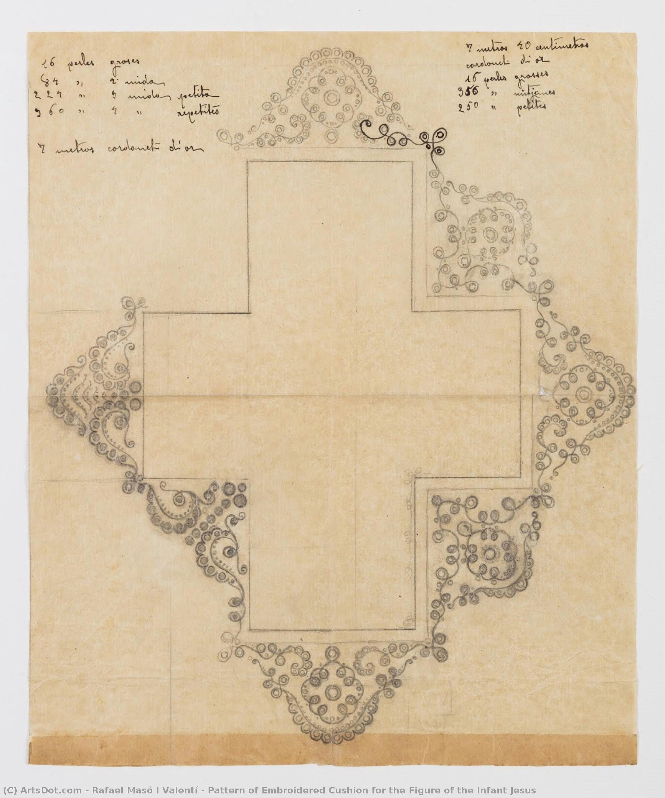 Pattern Of Embroidered Cushion For The Figure Of The Infant Jesus — Rafael Masó I Valentí