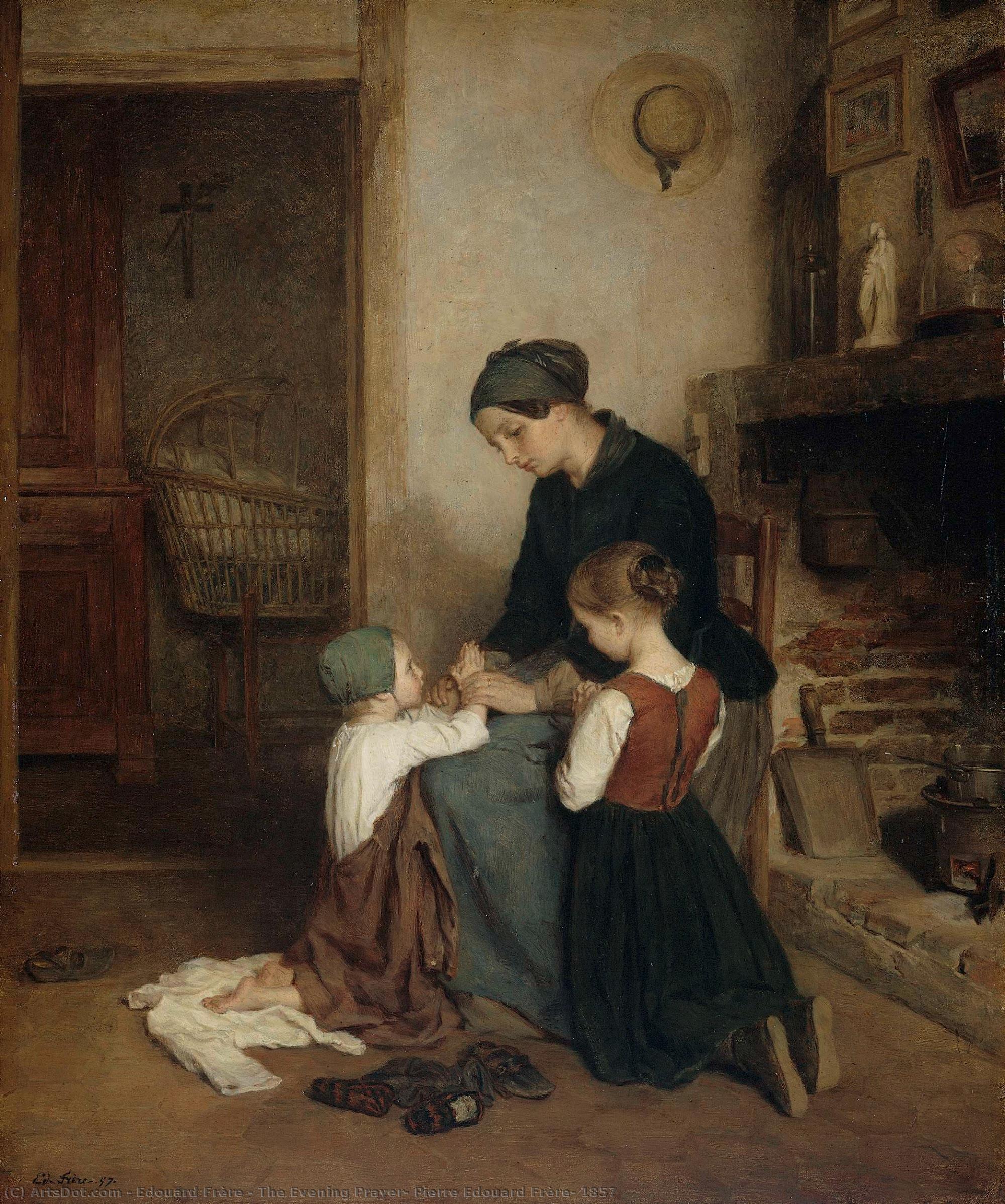 The Evening Prayer, Pierre Edouard Frère, 1857 — Edouard Frère