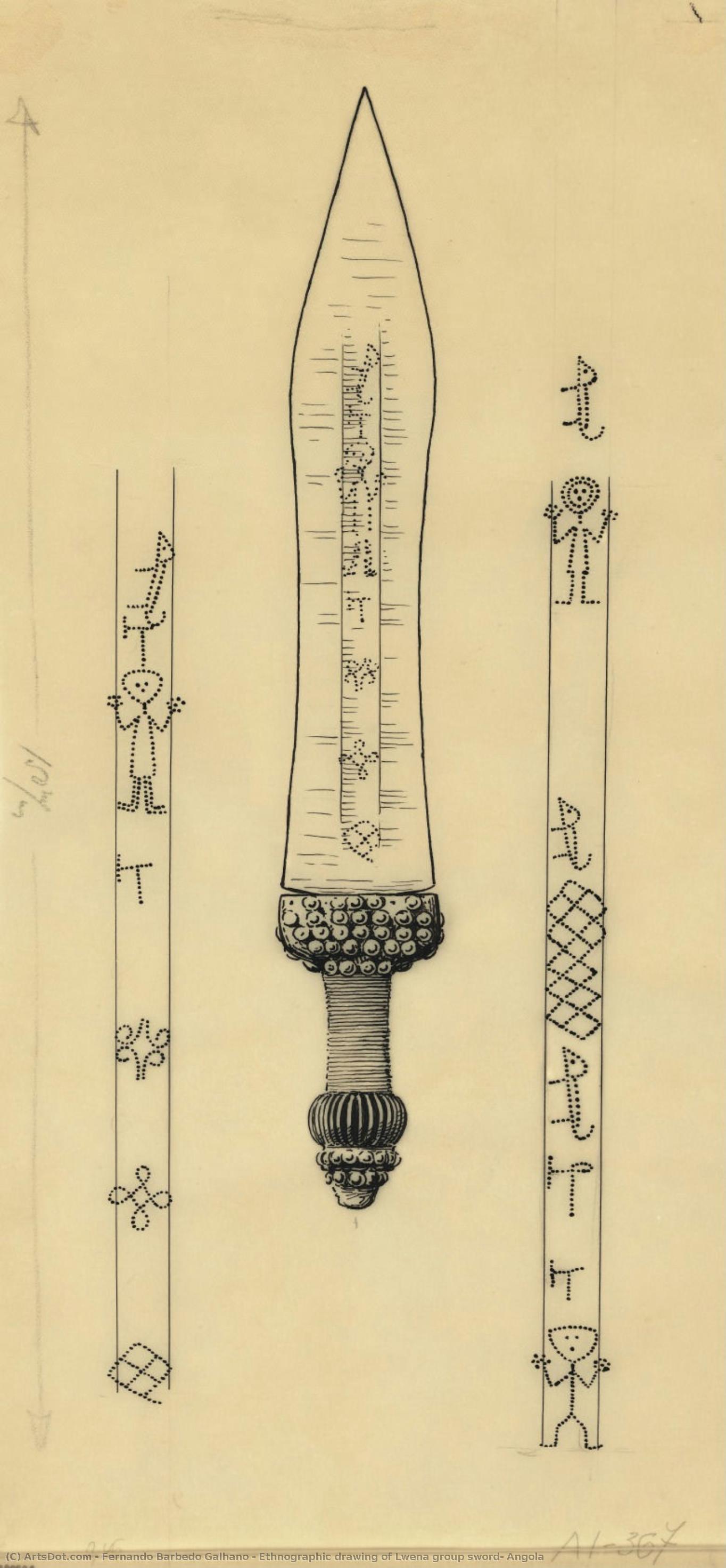 Ethnographic Drawing Of Lwena Group Sword, Angola — フェルナンド・バルベルド・ガルハノ
