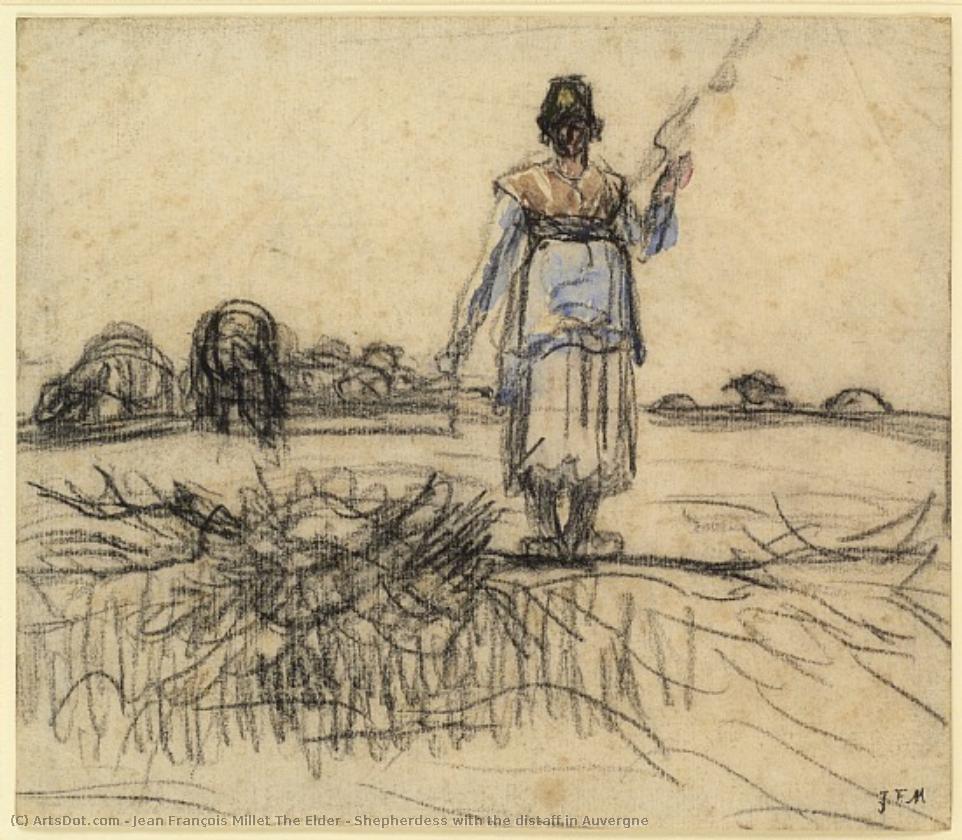 Shepherdess With The Distaff In Auvergne — Jean François Millet The Elder