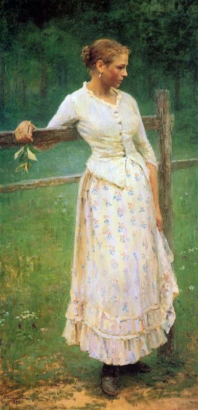 Girl By The Fence — Nikolai Alekseevich Kasatkin