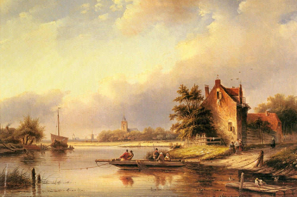 A Summer's Day At The Ferry Crossing — Jan Jacob Coenraad Spohler