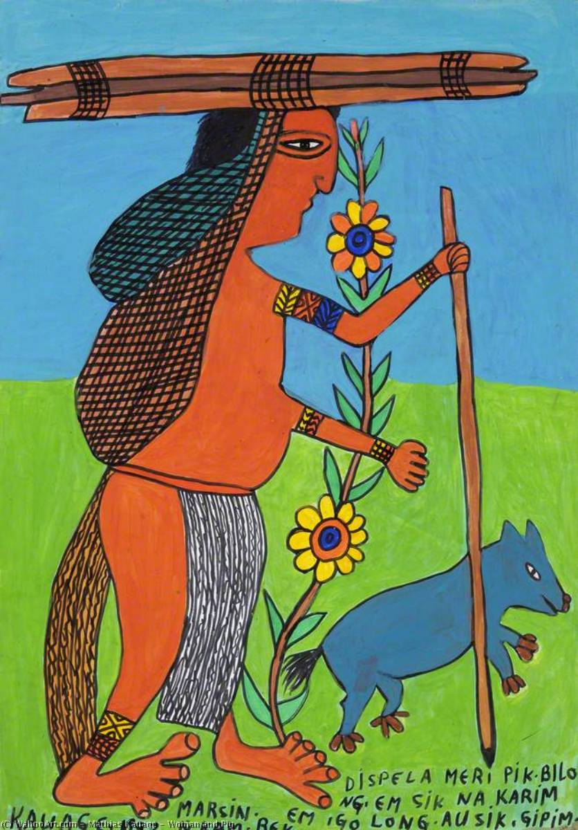 Woman And Pig — Mathias Kauage