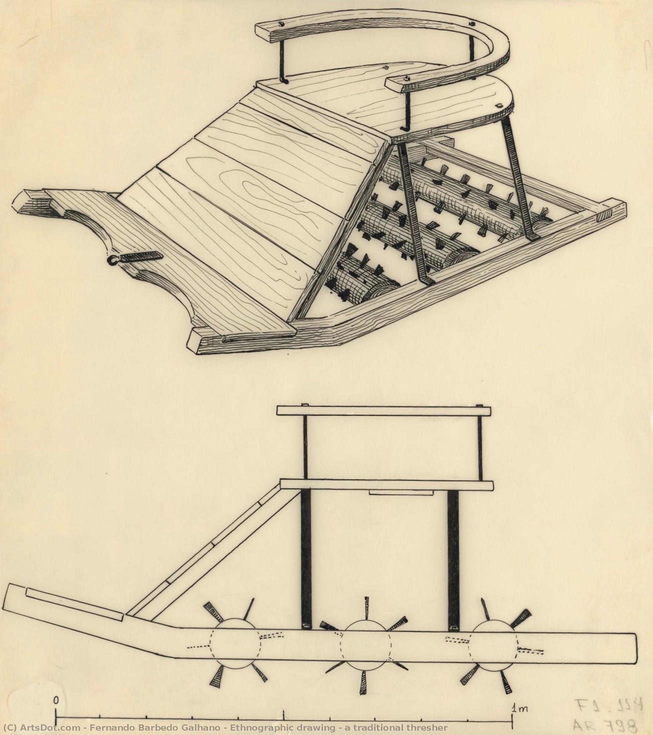 Ethnographic Drawing - A Traditional Thresher — Fernando Barbedo Galhano