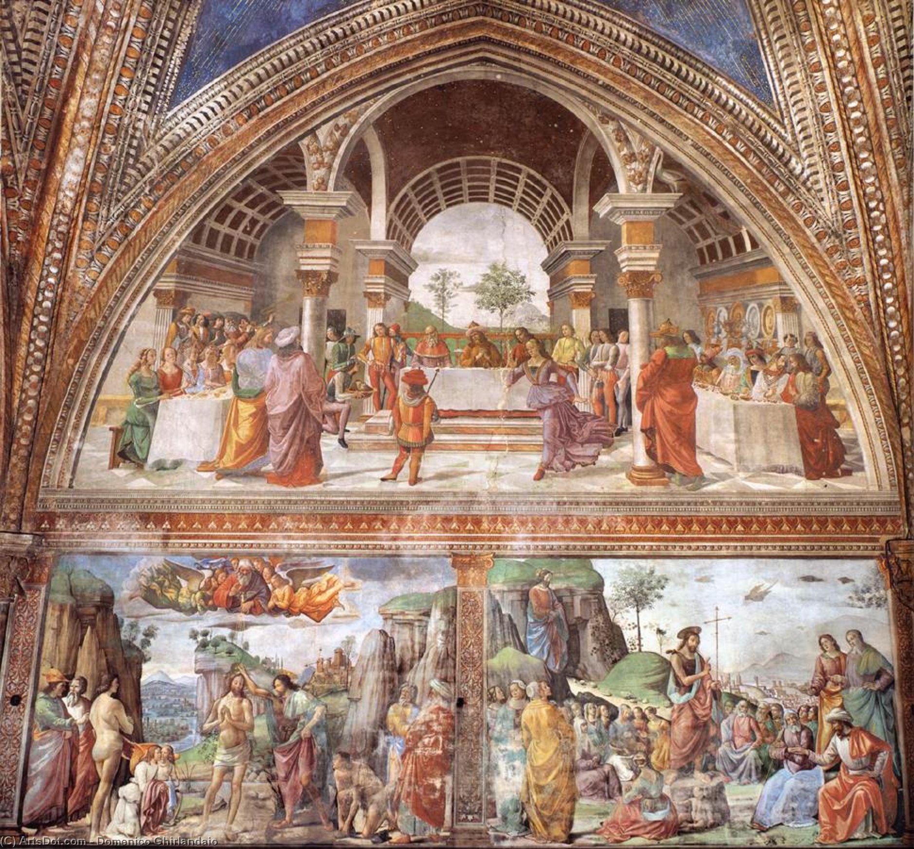 Right Wall Of The Tornabuoni Chapel (detail) — Domenico Ghirlandaio