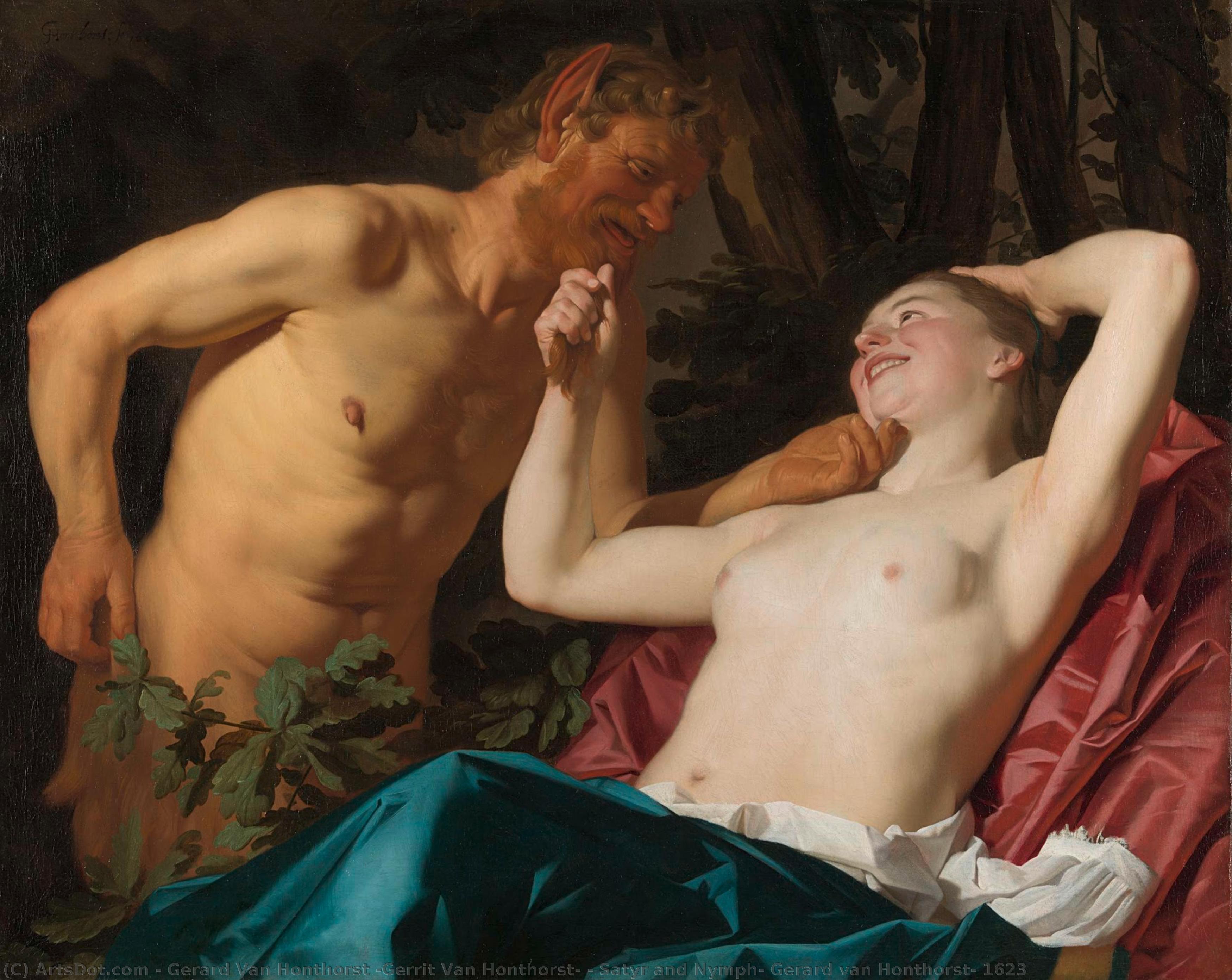Satyr And Nymph, Gerard Van Honthorst, 1623 — Герхард Ван Хонторст
