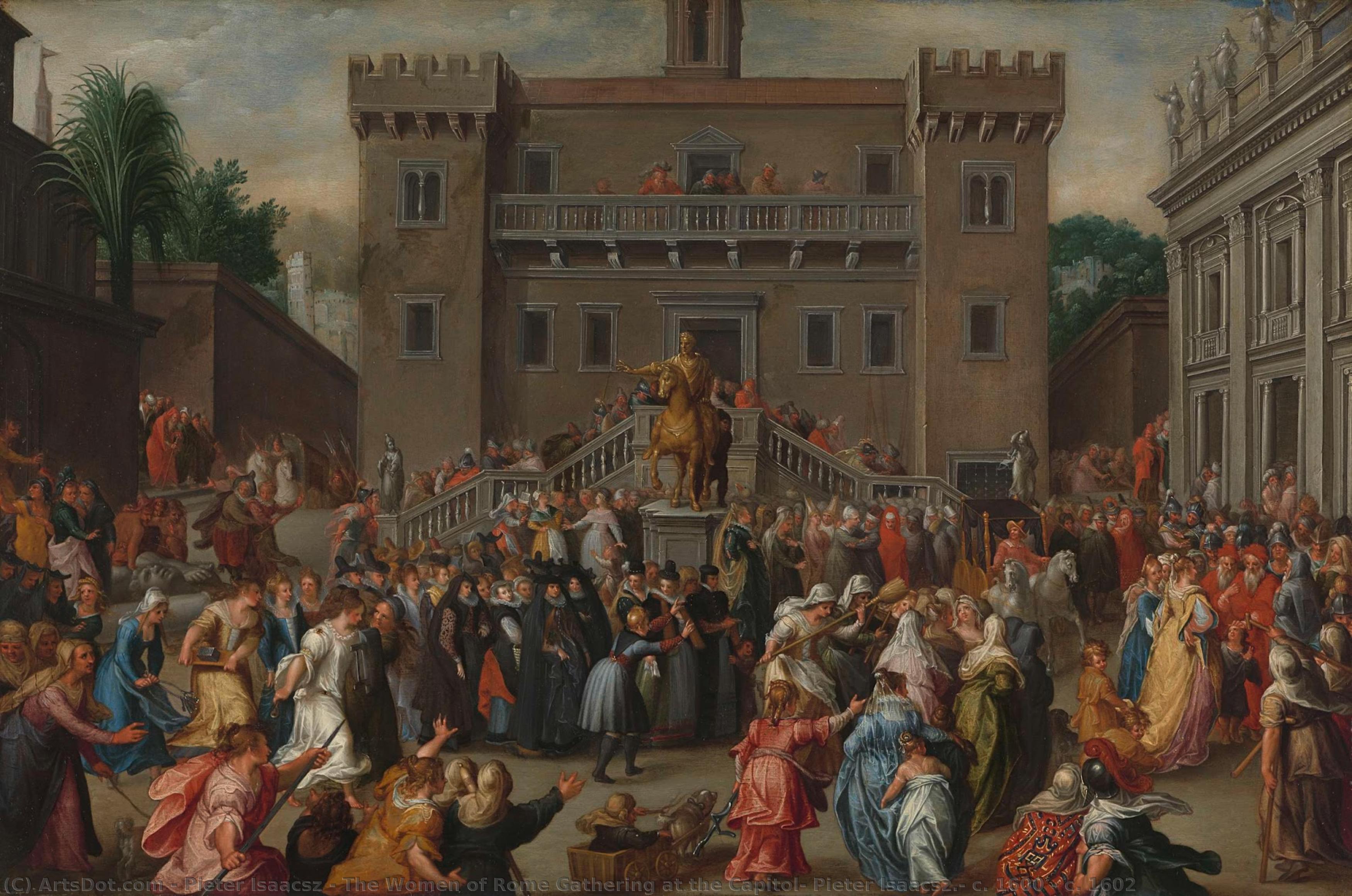 The Women Of Rome Gathering At The Capitol, Pieter Isaacsz., C. 1600 - C. 1602 — Pieter Isaacsz