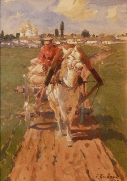 Charrette Dans Un Paysage — Franz Alexeevich Roubaud