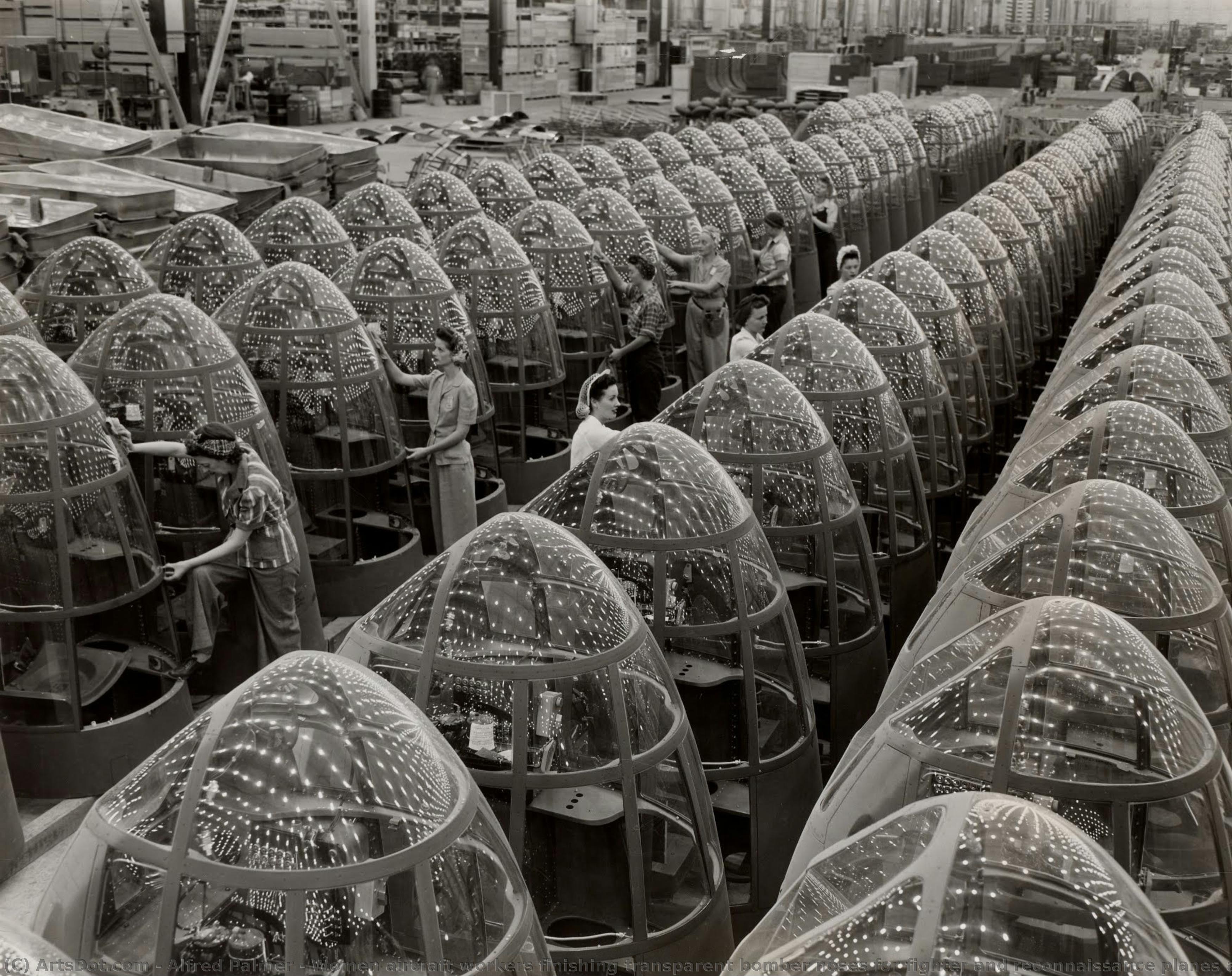 Women Aircraft Workers Finishing Transparent Bomber Noses For Fighter And Reconnaissance Planes At Douglas Aircraft Co. Plant In Long Beach, Calif. — Alfred Palmer