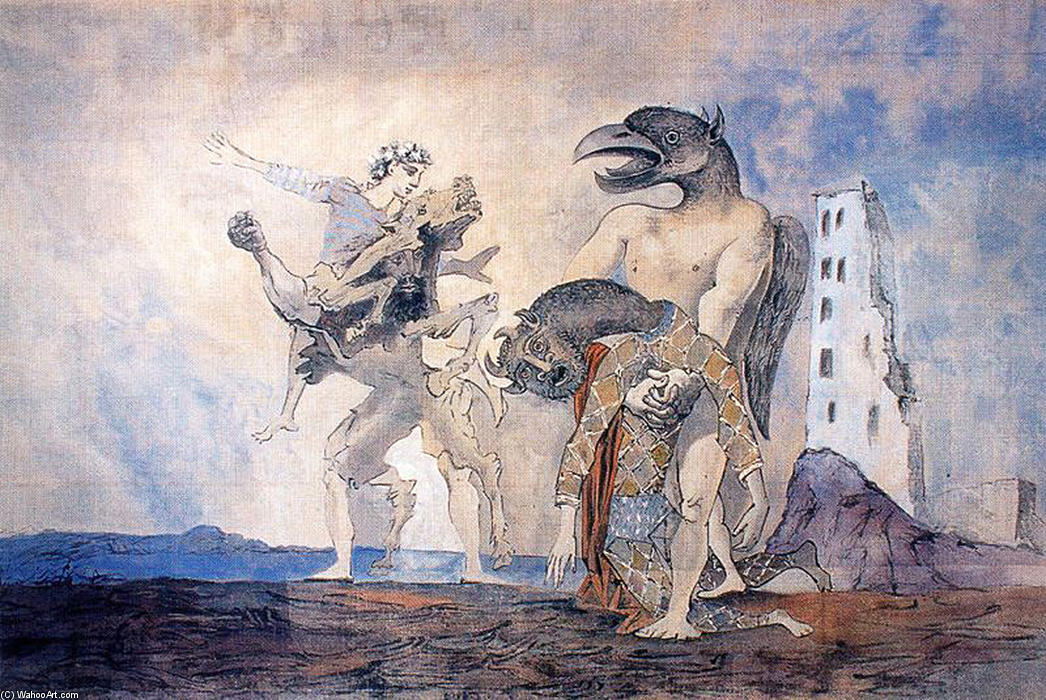 The Remains Of Minotaur In A Harlequin Costume — パブロ・ピカソ
