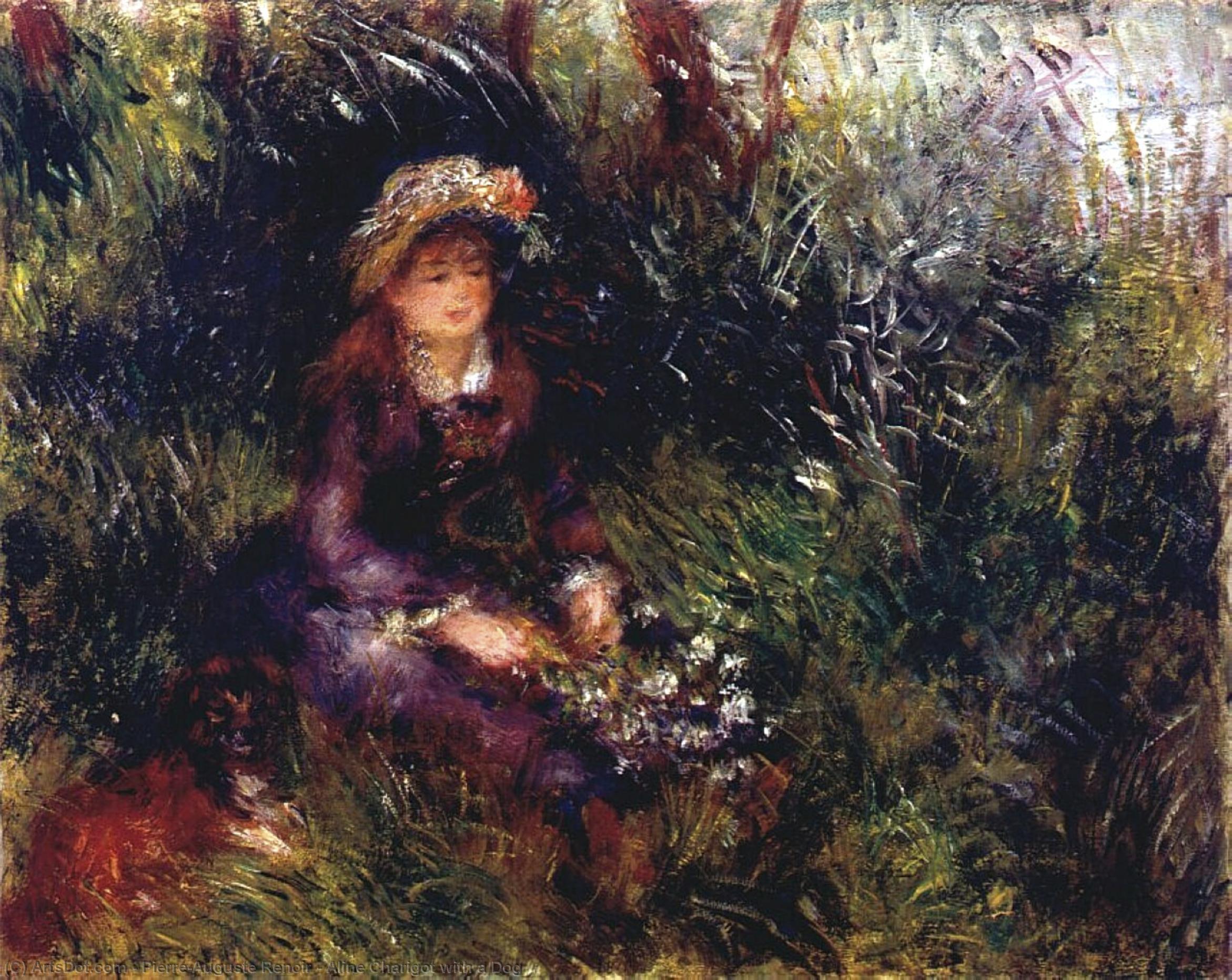 Aline Charigot With A Dog — Pierre-auguste Renoir