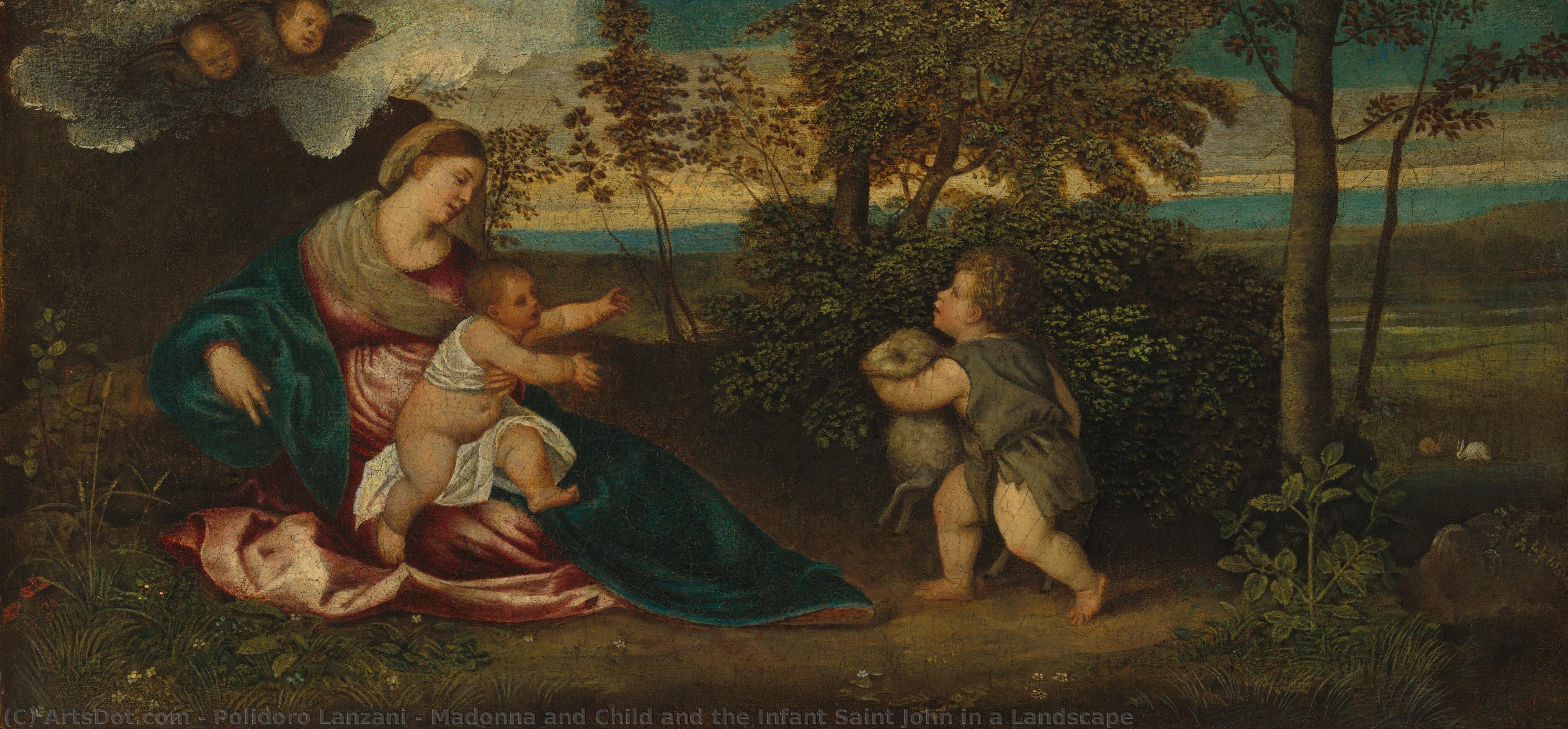 Madonna And Child And The Infant Saint John In A Landscape — Polidoro Lanzani