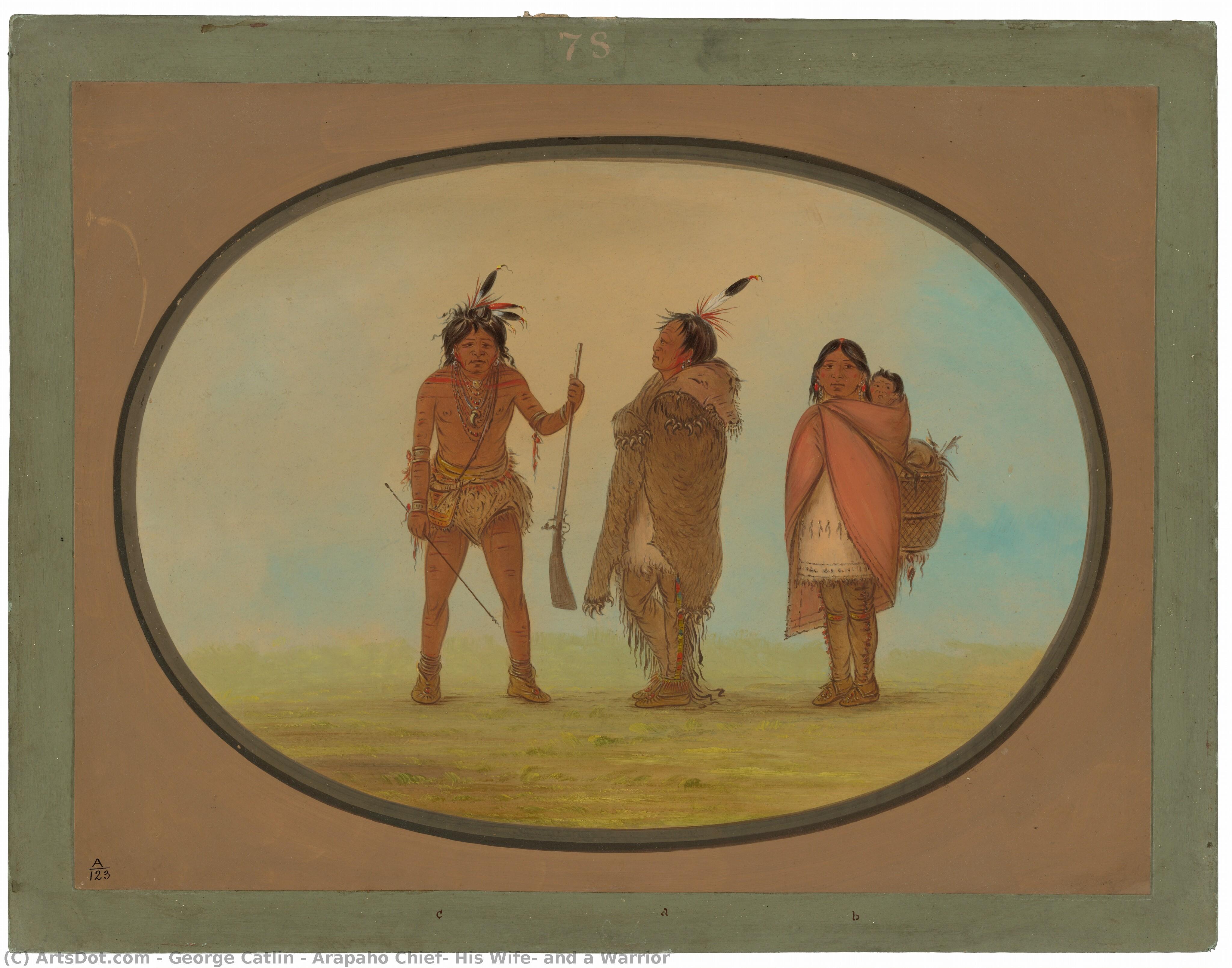 Arapaho Chief, His Wife, And A Warrior — George Catlin