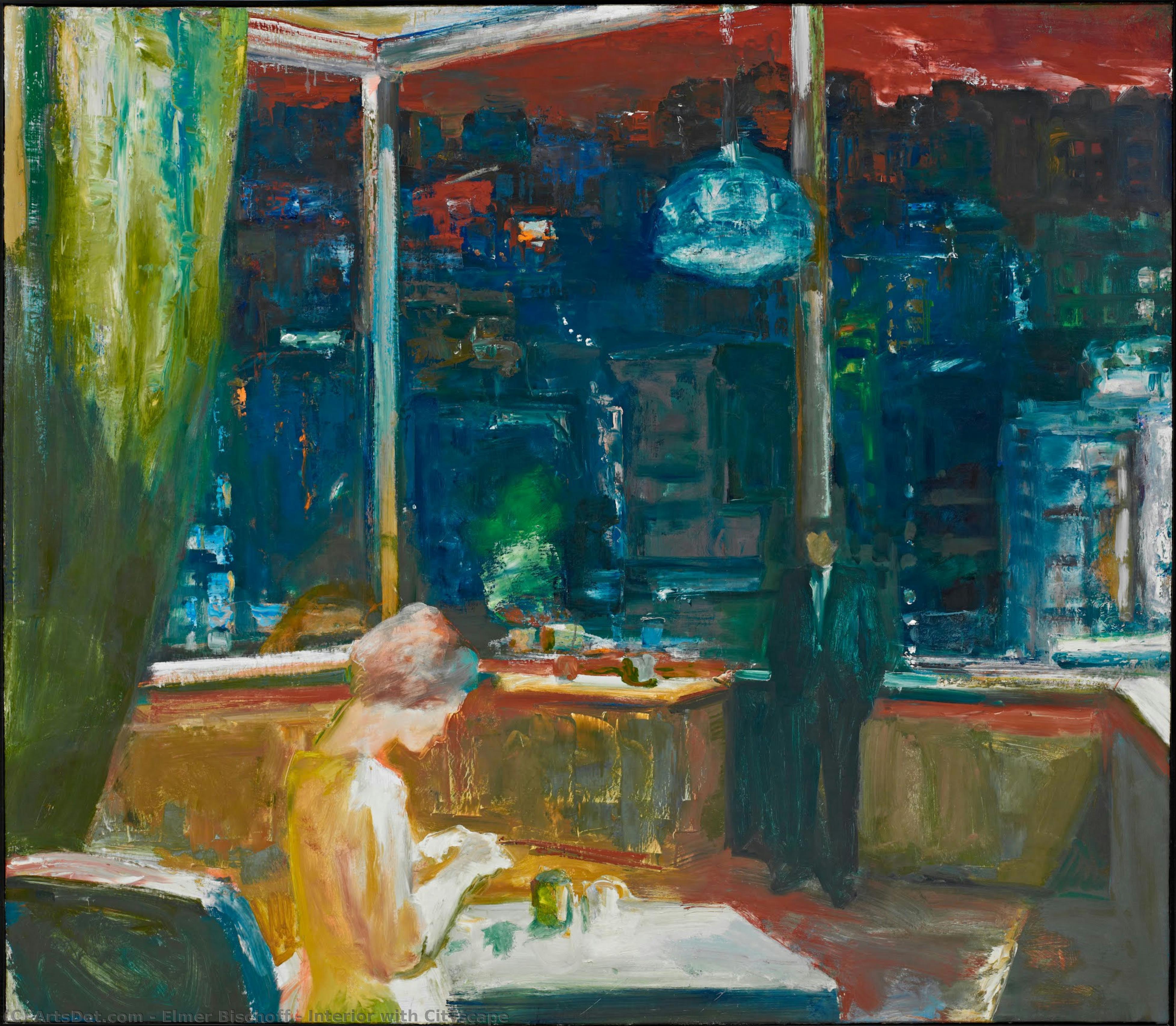 Interior With Cityscape — Elmer Bischoff