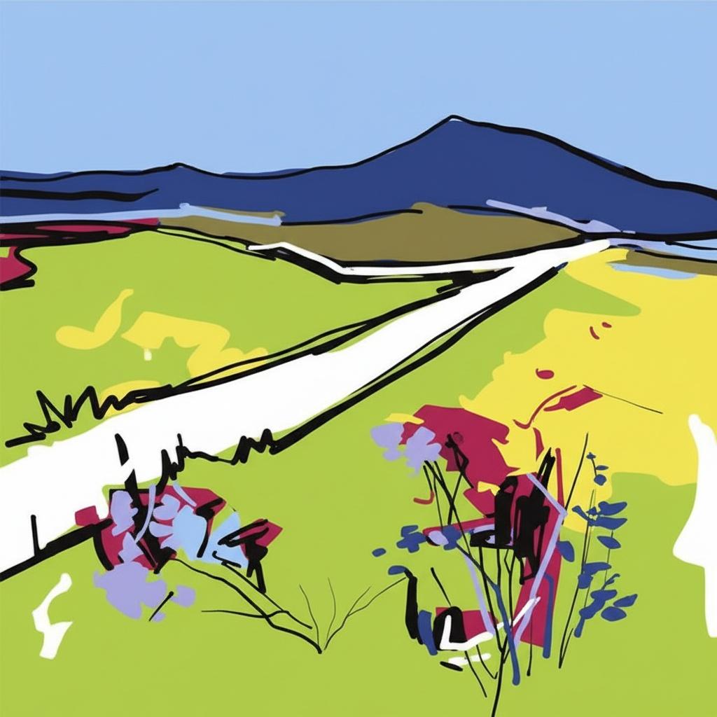 Sendero Sereno A Través De Campos Verdantes Bajo Un Infinito Cielo Cerúleo — Yann Lambert