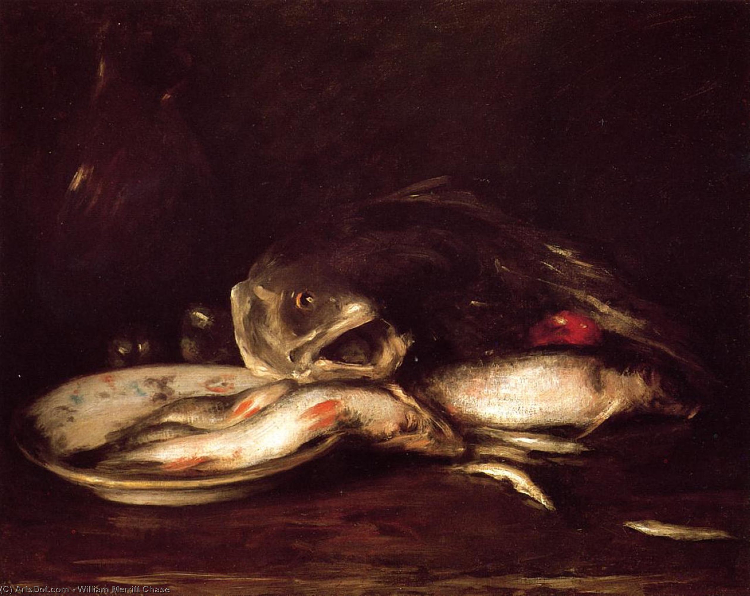 Still Llife With Fish And Plate — William Merritt Chase