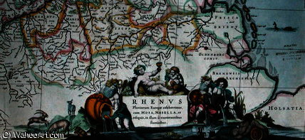 Cartouche Of A Map Of The Course Of The Rhine — Hendrik Hondius